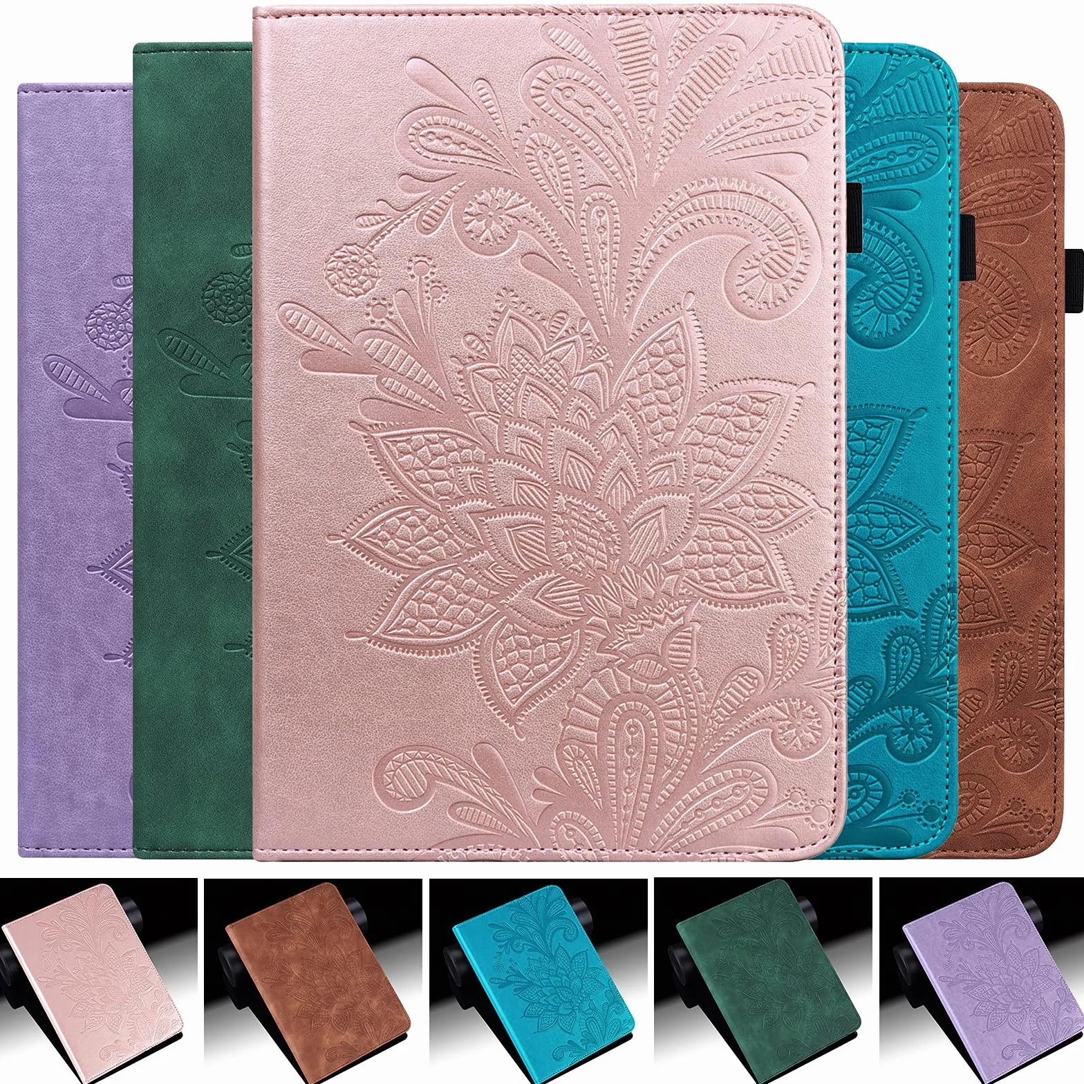 Etui na tablet Samsung Galaxy Tab A9 Plus z rysikiem – ultra cienkie etui na długopisy, etui z klapką ze skóry PU, etui ochronne do tabletu Samsung Tab A9 Plus (różowe)