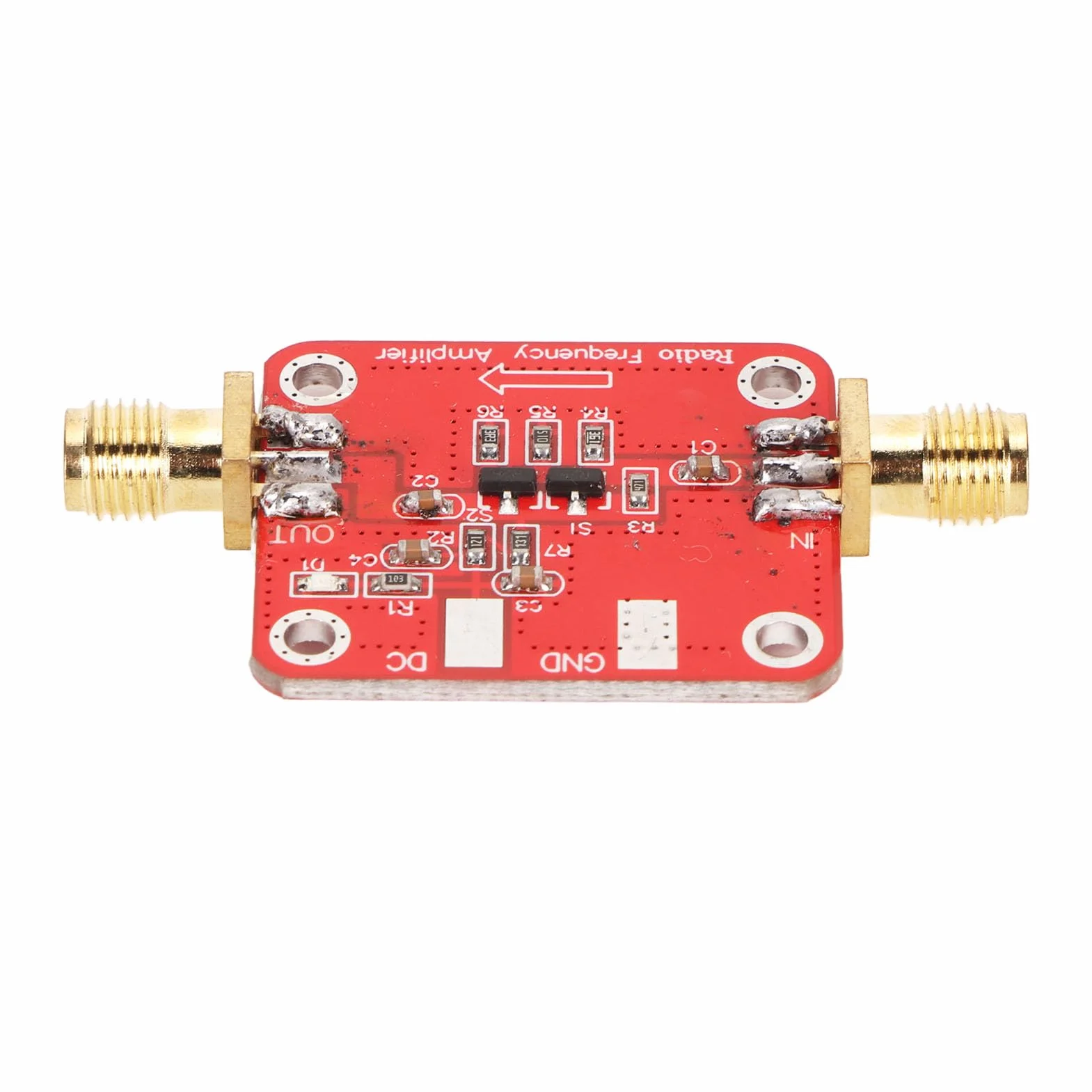 Wzmacniacz Szerokopasmowy RF 10 KHz–100 MHz, Wysokie Wzmocnienie, Niski Współczynnik VSWR, Napięcie +12 V i Prąd 30 MA, Wyjście P-1 10 DBm, Konstrukcja Bez Dławików, materiał
