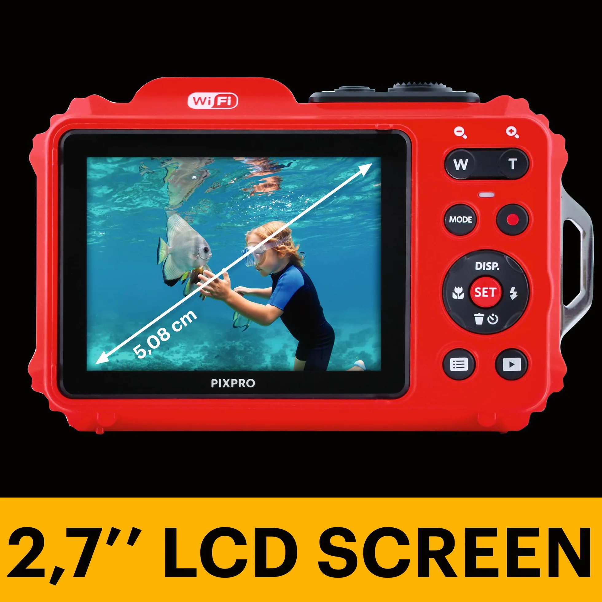 KODAK Pixpro Pack WPZ2 + 1 karta SD Kodak - Kompaktowy 16 m pikseli, wodoodporny do 15 m, odporny na wstrząsy, wideo 720p, ekran LCD 2,7 - bateria litowo-jonowa - czerwony