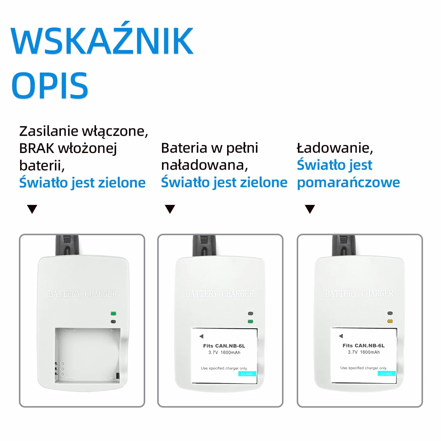 NB-6L/NB-6LH CB-2LY Ładowarka do Baterii Kompatybilna z Canon PowerShot SX540 HS, SX530 HS, SX520 HS, SX510 HS, SX500 HS, SX170 IS, SX700 HS, SX710 HS, SX610 HS, SX600 HS, S120, D20, D30, S90