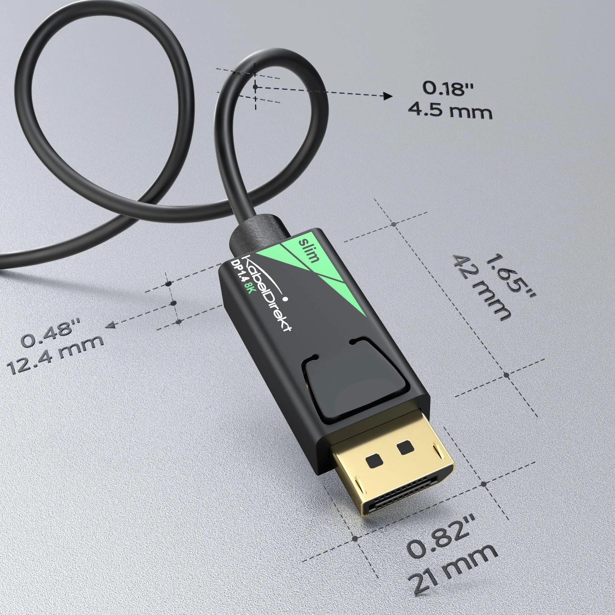 KabelDirekt DisplayPort 8K 60Hz DP 1.4 5m Kabel 4,5mm