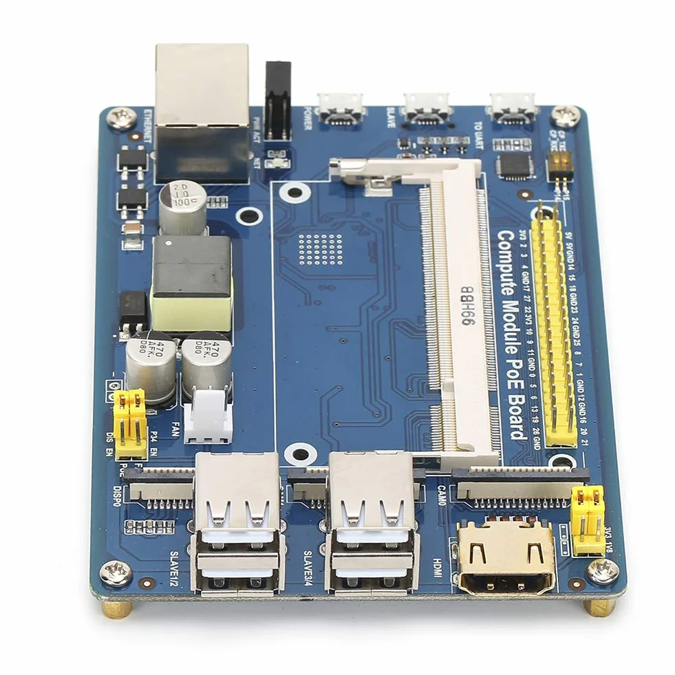lyrlody Karta rozszerzeń dla PCB Moduł rozszerzeń POE z 4 Portami USB 10 100M Ethernet DSI 2 CSI USB na UART dla CM3 3Lite 3 do Debugowania Projektów z Kamer Wyświetlających (Karta rozszerzenia