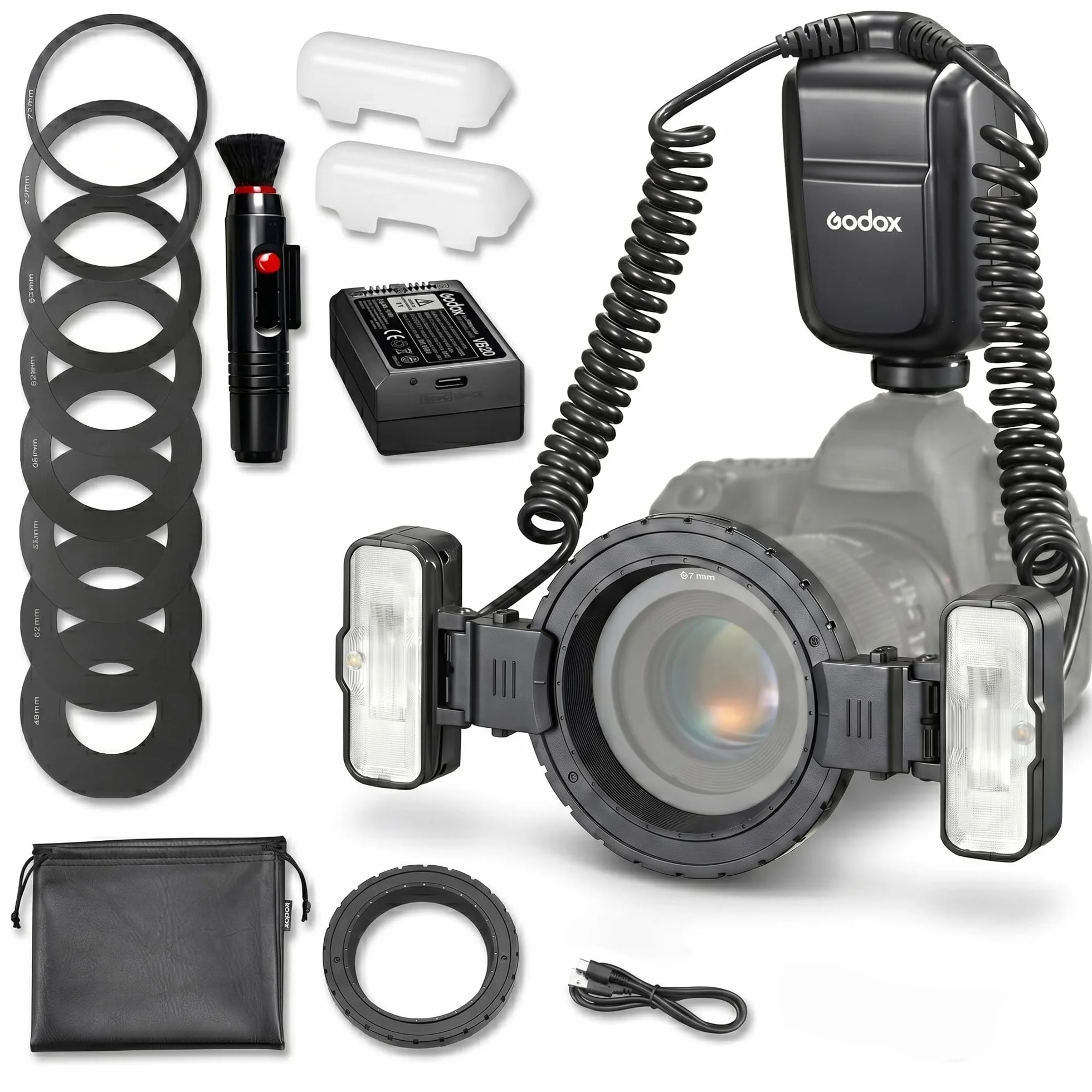 Godox MF-T76N TTL makro podwójna lampa błyskowa do Nikon, 76 W GN22,4 Twin Flash z regulowanymi podwójnymi głowicami, recykling 1,2 s, HSS, do fotografii makro, biżuterii, owadów i fotografii