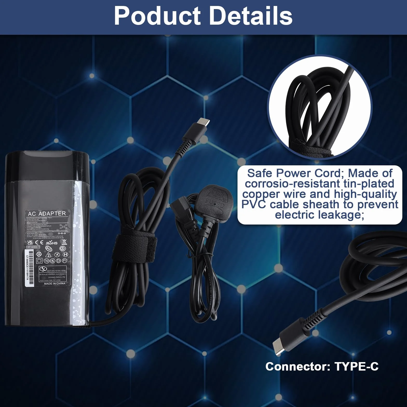 140 W USB C Laptop zasilacz do HP ZBook Ultra G1a 14" HP ZBook 8 G1i G1ak 14" 16", H P Omen Transcend 14, H P Z Book Firefly 14 16 G11 G10 Spectre X360 2-w-1 16-aa0023dx 004 7nr 7009997nr ładowarka