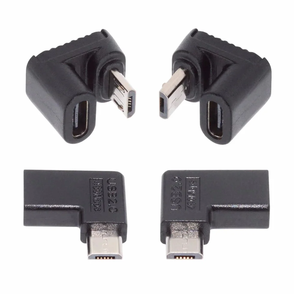 4 szt./partia USB-C USB2.0 typ C żeński na micro USB męski zasilacz do transmisji danych 90/360 stopni typ kątowy