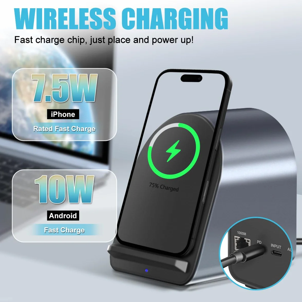 Wielofunkcyjna stacja dokująca USB-C 10 w 1, bezprzewodowe ładowanie, porty USB3.0, PD100W, szybkie ładowanie, 4K, HDMI, SD/TF, pasuje do systemu Windows, Mac, Android, iPad