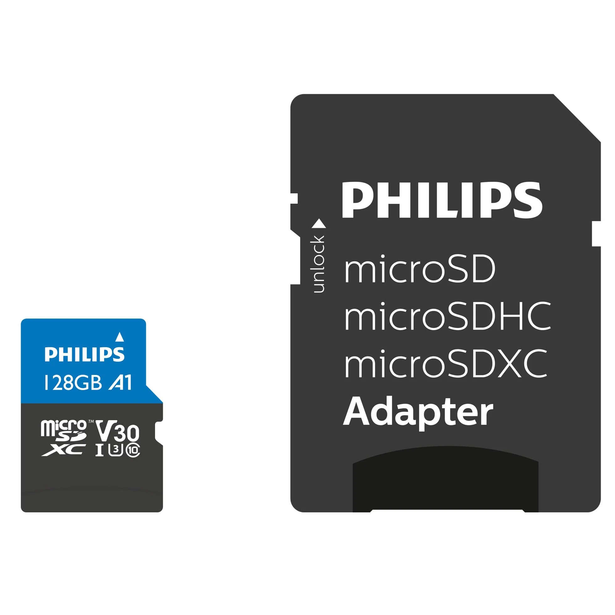 Philips Karta Ultra Pro microSDXC 128 GB + adapter SD UHS-I U3, prędkość odczytu do 100 MB/s, A1 Fast App Performance, V30, karta pamięci do smartfonów, tabletów, PC, czytnik kart, wideo 4K UHD