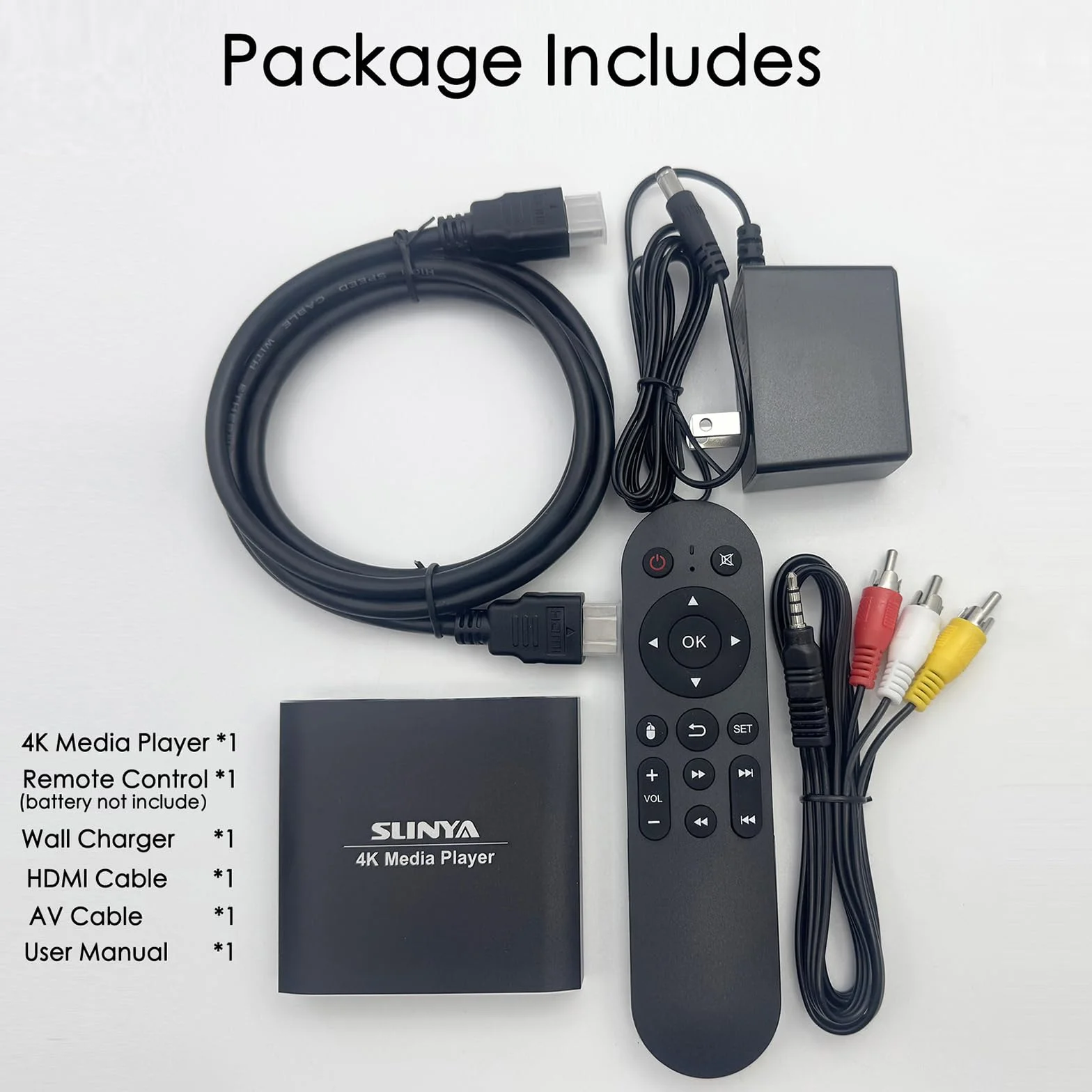 Cyfrowy odtwarzacz multimedialny 4K Ultra HD z pilotem zdalnego sterowania, obsługuje HDD/USB/Micro SD (TF), H.265/HEVC/H.264, MKV/MP4/AVI/PPT, MP3/JPG, HDMI/AV/optyczny, Auto Play