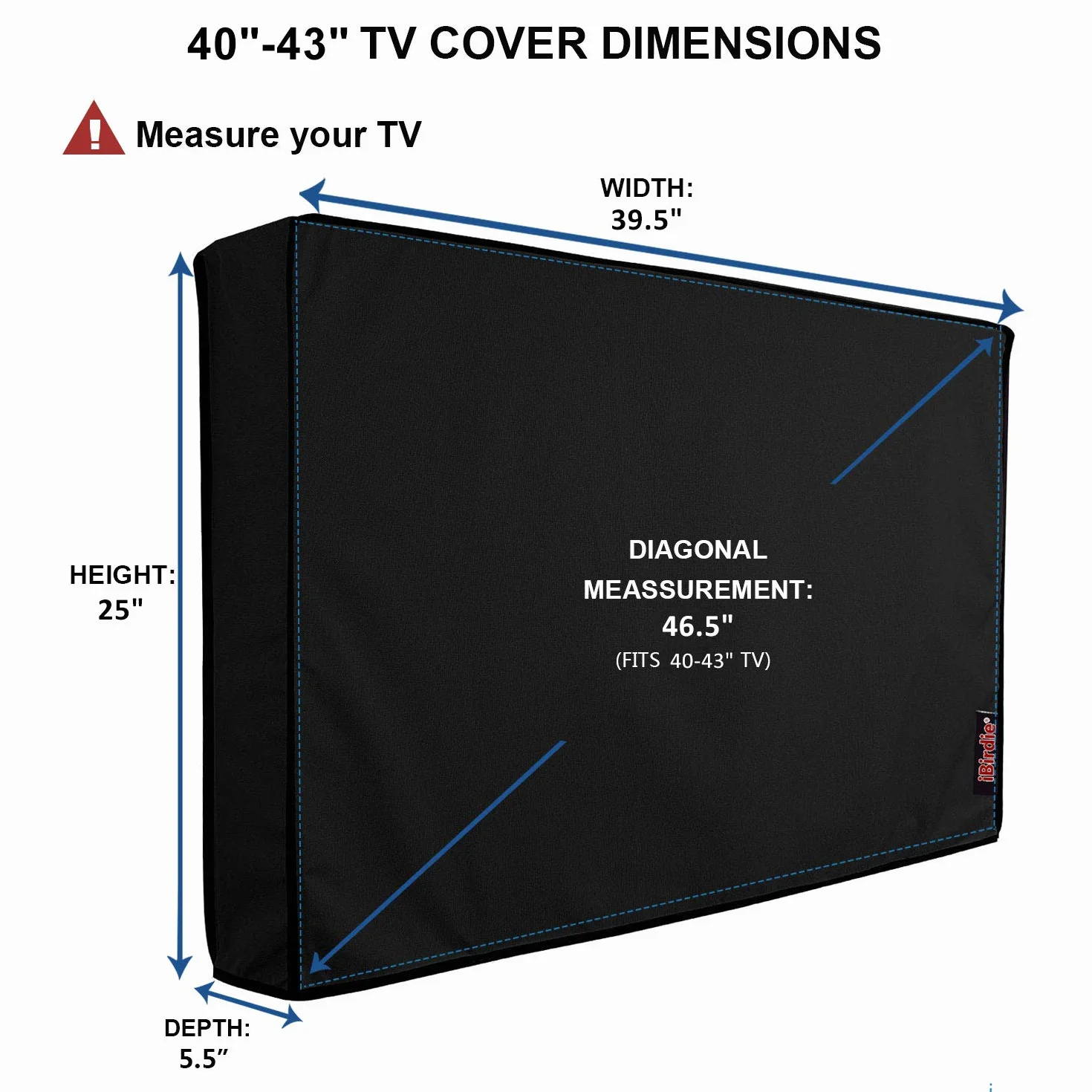 iBirdie Zewnętrzny pokrowiec na telewizor 100 cm, 102 cm, z dolną osłoną i odporną na zarysowania wkładką, odporny na warunki atmosferyczne i kurz materiał chroni telewizor
