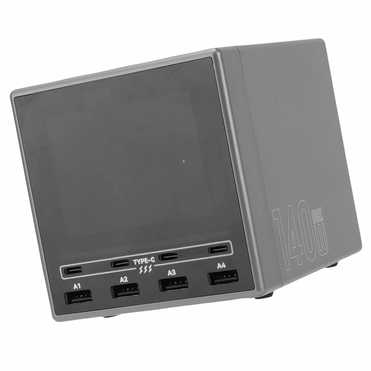 Cocoarm Bezprzewodowa Stacja ładująca USB 140 W, PC ABS USB A C PD Hub ładujący z Kolorowym Wyświetlaczem, 8-portowe Szybkie ładowanie, Podkładka Bezprzewodowa 15 W, na Biurko, W Biurze, W Domu, W