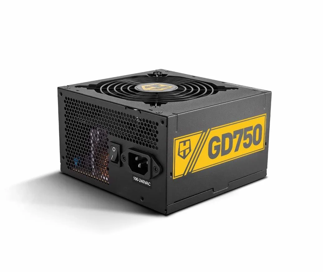 NOX Hummer GD 750 -NXHUMMER750GD Źródła zasilania 750W, certyfikat 80 PLUS Gold, ultra cichy wentylator 120 mm, kompatybilny z ATX12v, wejście 230W, kolor czarny