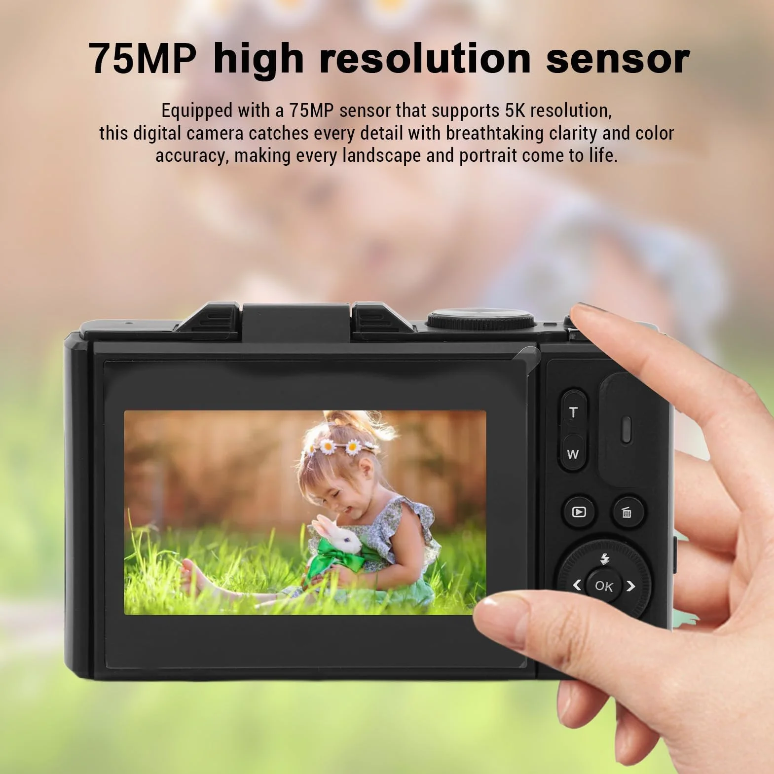 5K Aparat Cyfrowy, 75 MP HD 18x Autofocus Digitalzoom Aparat Fotograficzny Mini Kompaktowy Aparat z 3-calowym Wyświetlaczem dla Dzieci Nastoletnich dla Dorosłych Początkujących (BLACK)