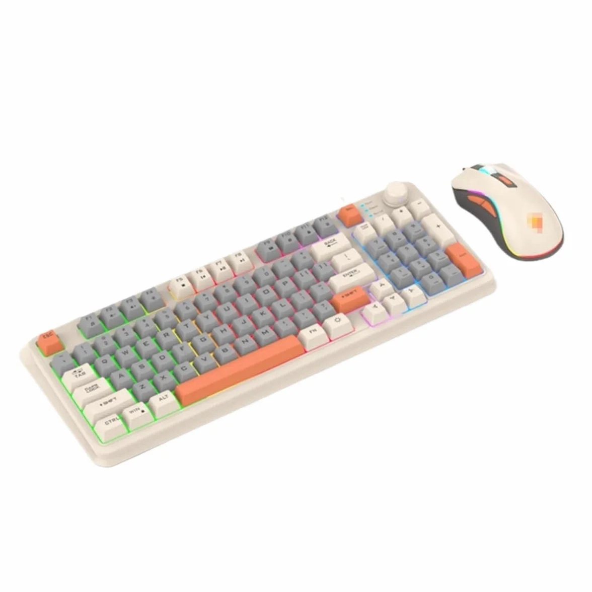 Klawiatura i Mysz Combo Ergonomiczna Kombinacja Klawiatury I Myszy USB Przewodowa Klawiatura Komputerowa Mysz 94-klawiszowa Klawiatura Komputerowa(Multi-colored1)