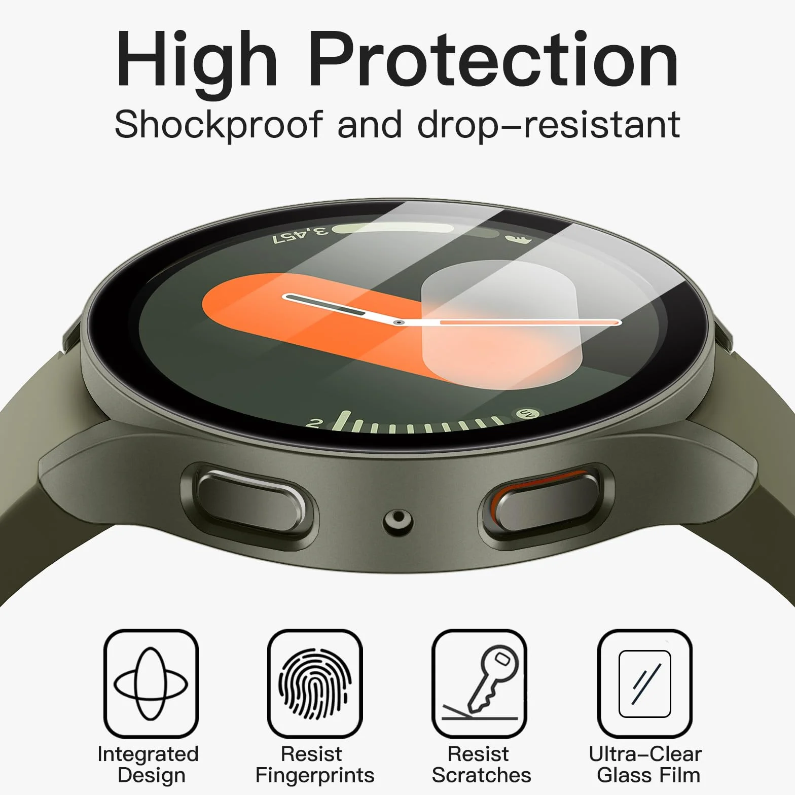JETech Etui z Ochraniacz Ekranu dla Samsung Galaxy Watch 7 40mm, Szkło Hartowane, 2 Sztuki (Zielony)