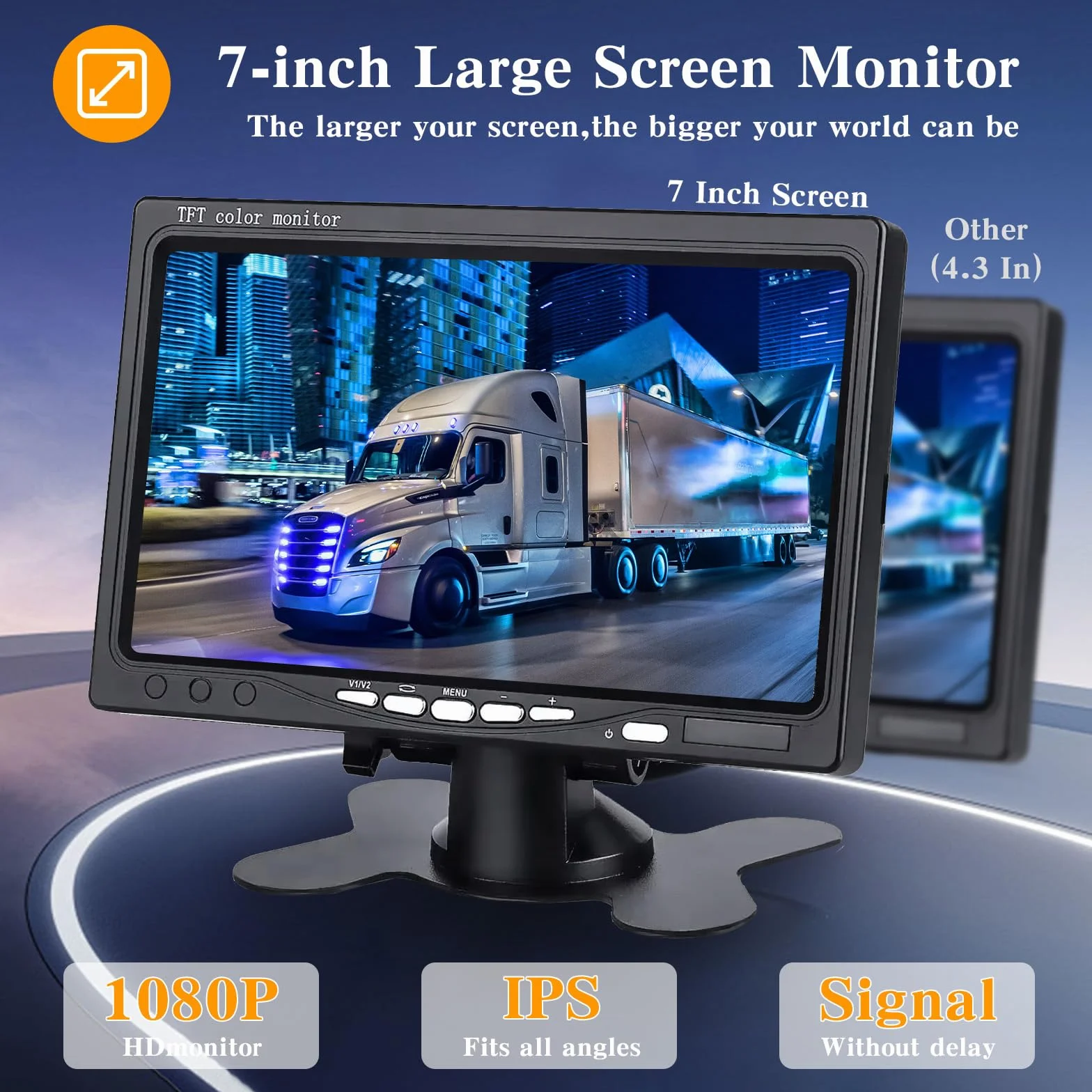 Inefala Zestaw cyfrowych bezprzewodowych kamer cofania z 7-calowym HD 1080P monitorem i 2 kamerami cofania, bezprzewodowa kamera cofania z funkcją radiową z wodoodpornością IP68, widzenie w nocy dla