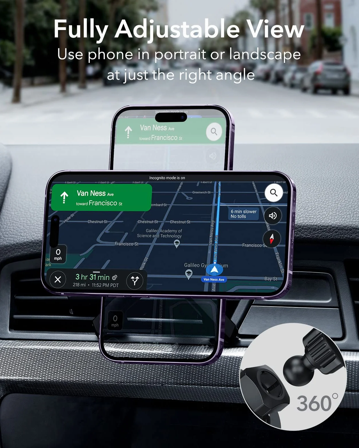 ESR HaloLock magnetyczny uchwyt samochodowy na telefon komórkowy, kompatybilny z MagSafe, kompatybilny z iPhone 14/14 Pro/14 Pro Max/14 Plus i iPhone 13/12, nie obsługuje ładowania, czarny