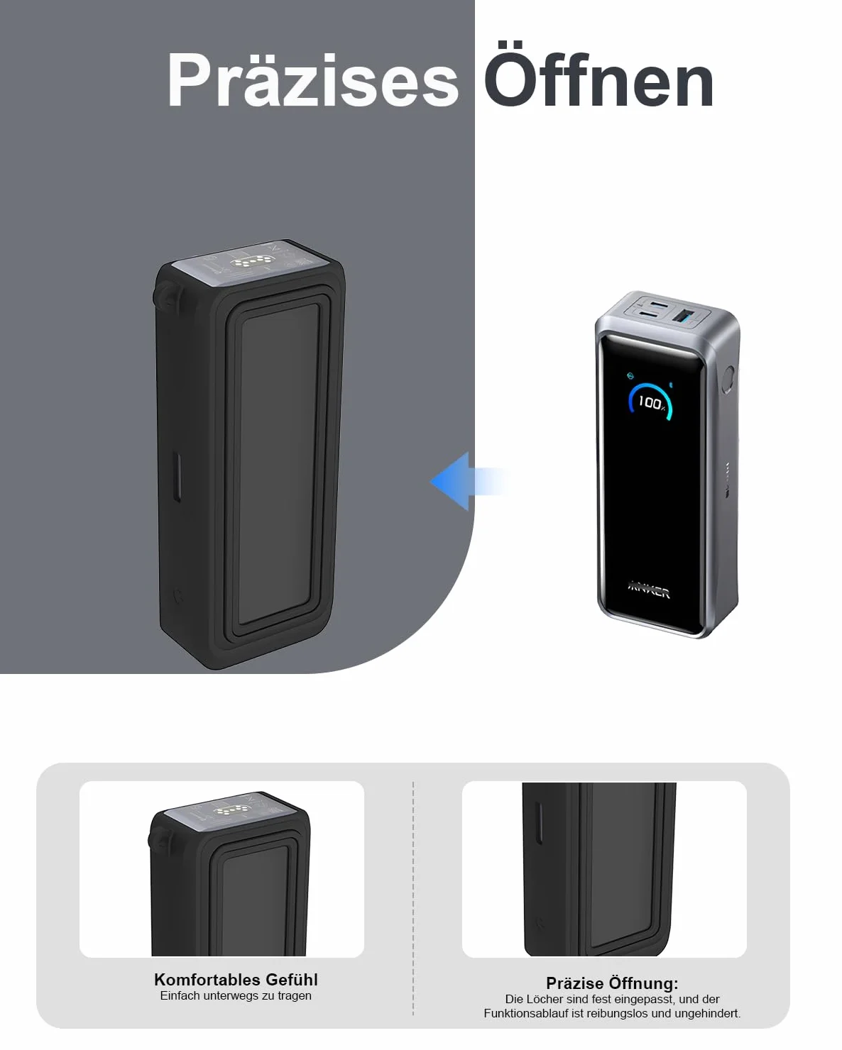 Etui do Anker Prime Power Bank (26K 300W, model A110A), powtarzalne i nadające się do prania, ochrona all-inclusive, odporne na wstrząsy / zarysowania, ochrona przed upadkiem, lekkie i