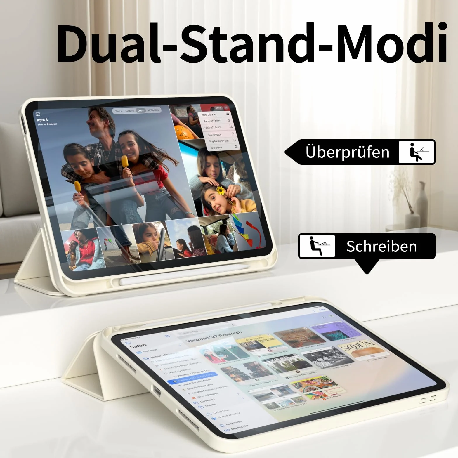 Etui na iPad (A16) 11. generacji 11 cali 2025, iPad 10. generacji 10,9 cala 2022 z uchwytem na długopis, funkcja Auto Wake/Sleep, obsługuje Touch ID, Slim Trifold Stand Protective Cover