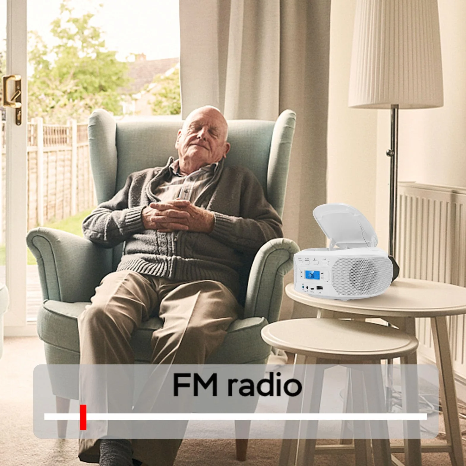Tonysa Przenośny Odtwarzacz CD, CD RW MP3 USB AUX Odtwarzacz Muzyczny BT, Obsługa Radia FM, Płyta CD z książką dźwiękową do Domu/na Zewnątrz (wtyczka UE)