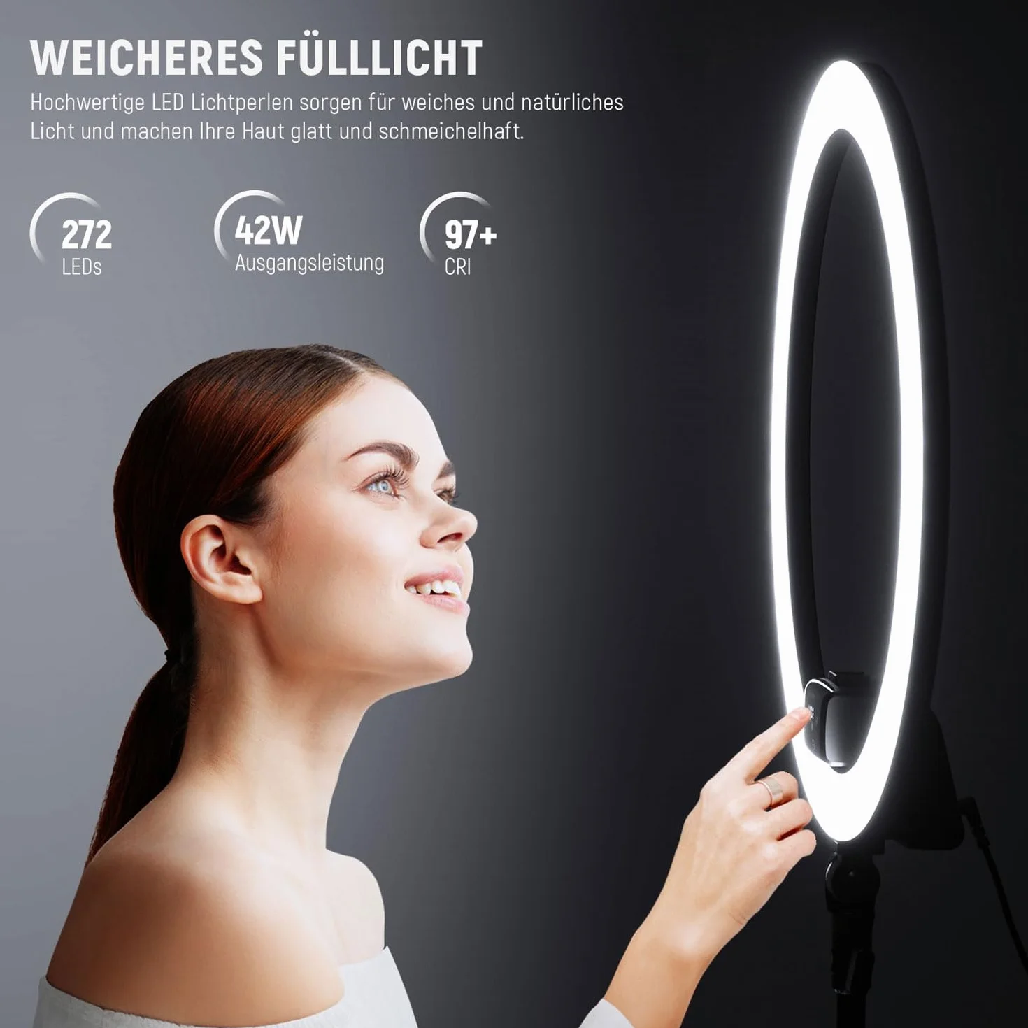 SRP18-2.4G lampa pierścieniowa LED z pilotem zdalnego sterowania i ściereczką z mikrofibry Keepdrum