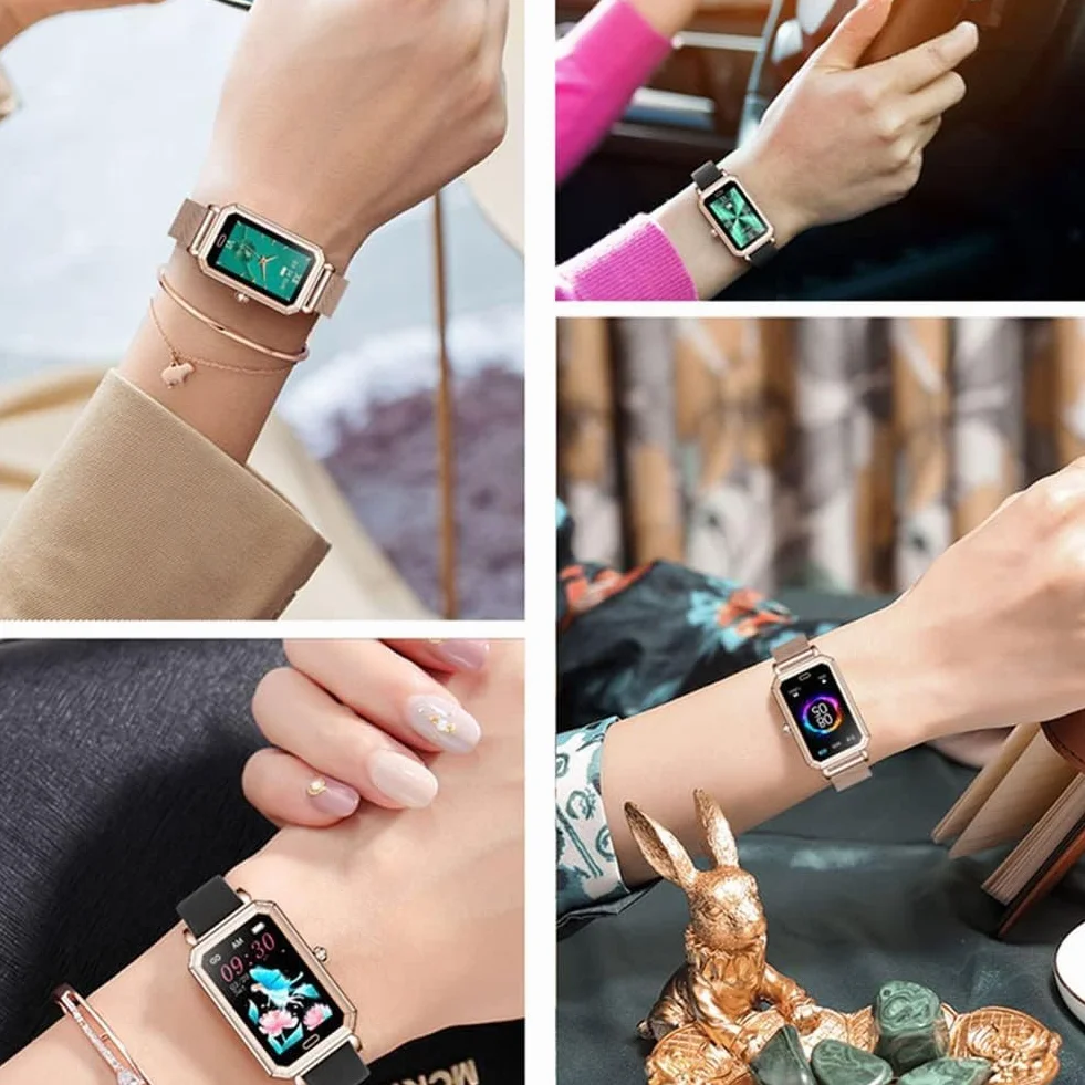 Damski Inteligentny Zegarek Sportowa Bransoletka Bluetooth Wodoodporny Zegarek Fitness Monitor Aktywności Monitor Snu Tętno Monitor Snu Krokomierz Kalorie Moda Smartwatch Dla I, Steel strap