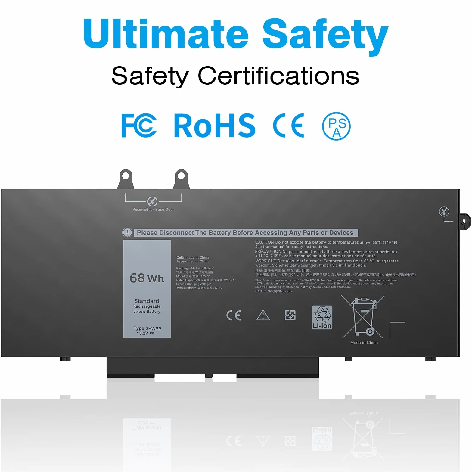 Bateria 3HWPP do laptopa Dell Latitude 5401 5410 5411 5501 5510 5511 Precision 3551 3541 Inspiron 17 7500 7506 2 w 1, Inspiron 7706 2 w 1, czarna 3YNXM 03HWPP 03HWPP 03 3HWPP 1 0X1J N2NLL 1VY7F