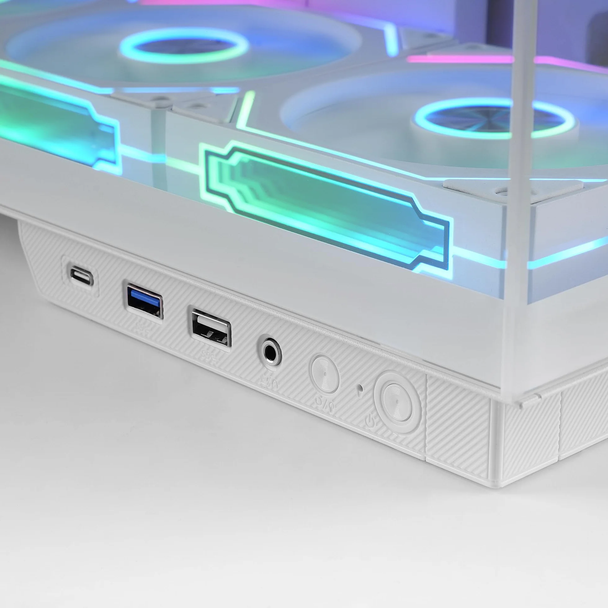 Mars Gaming MC-MIRAGE, Obudowa Gamingowa ATX, Ekran LCD IPS 7,2” Personalizowany, Ciągły Szkło Hartowane Przedni i Boczny Panel, Struktura Podwójnej Komory, Wsparcie Chłodzenia Cieczą do 360mm, Biały