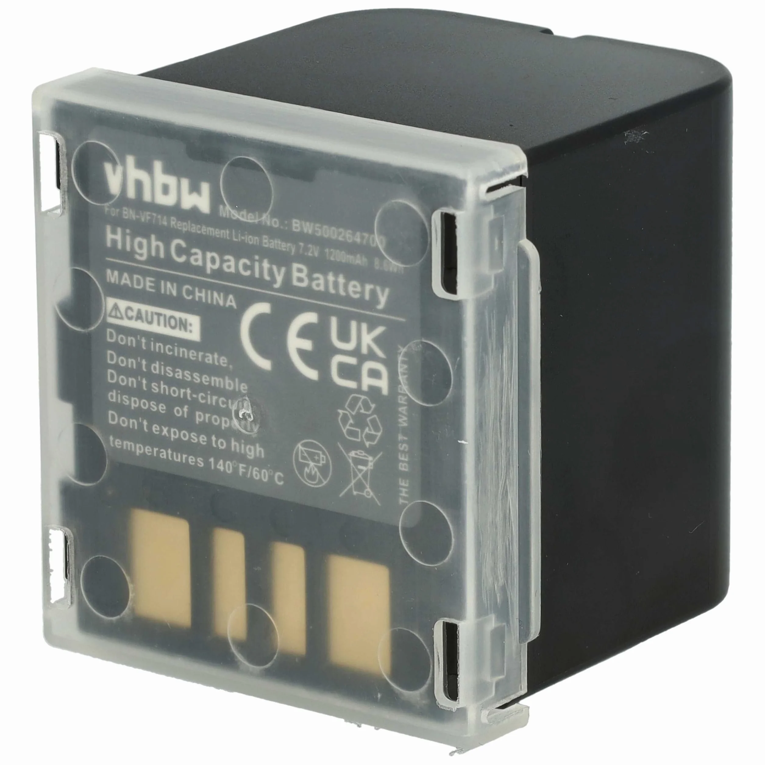 vhbw 1 x bateria zastępuje JVC BN-VF707U, BN-VF714U, BN-VF714, BN-VF733, BN-VF707 do kamery kamery (1200 mAh, 7,2 V, Li-Ion)