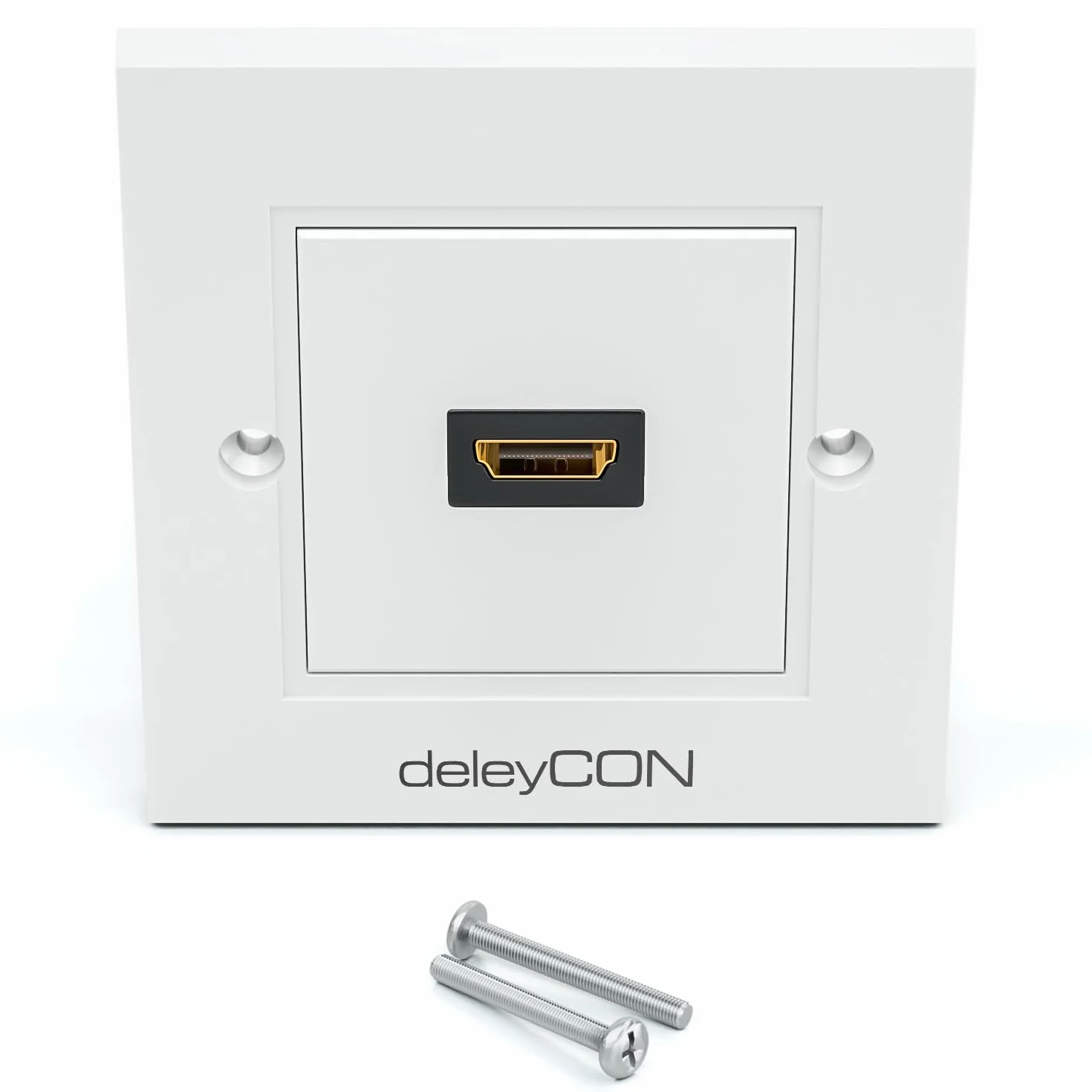 deleyCON HDMI Gniazdo Ścienne 2x Port Podtynkowy 4K 8K EARC Biały 80x80mm