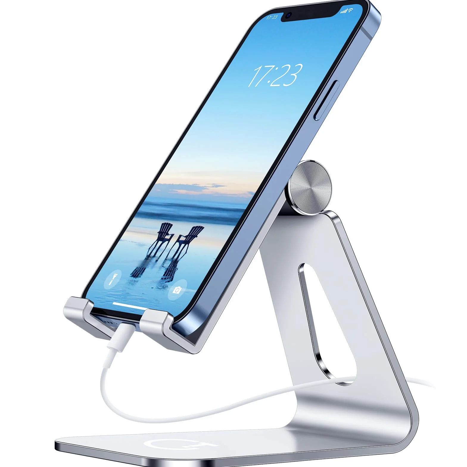 Gritin Stojak na telefon komórkowy, wielokątowy uchwyt na telefon komórkowy, regulowany uchwyt na telefon komórkowy, uniwersalny składany uchwyt na stół do iPhone'a 15/14/13/12/11, Galaxy itp.