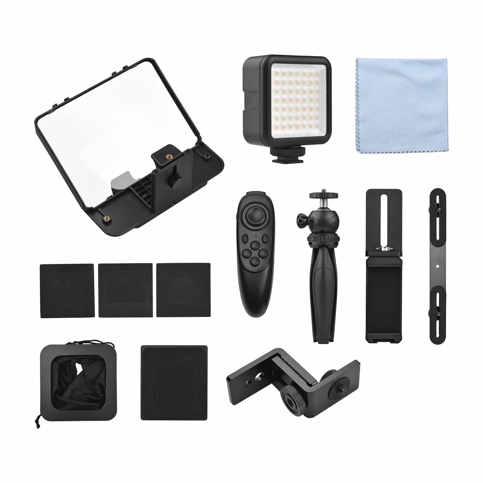 Teleprompter, A10 Teleprompter Prompter Kit z uchwytem na telefon Wypełnij lekki statyw na biurko Zdalne sterowanie do przenośnego aparatu w smartfonie