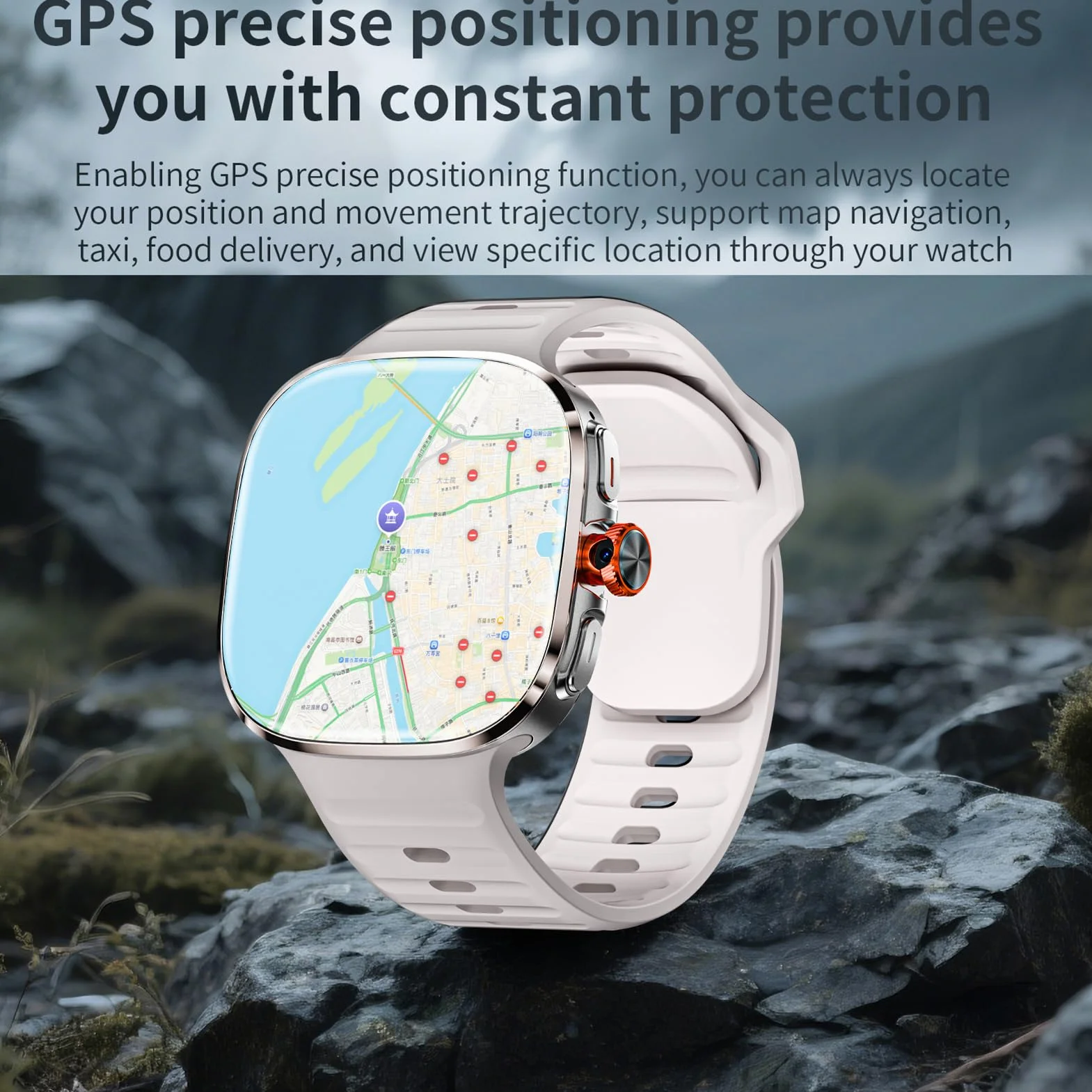 Monitorowanie Tętna Zegarek 4G Smart Watch z 2,16 -calowym Ekranem Dotykowym, Wi -Fi GPS BT Smartwatch, Tłumaczenie w Czasie Rzeczywistym AI, Niezależne Połączenie Telefoniczne (GOLD)