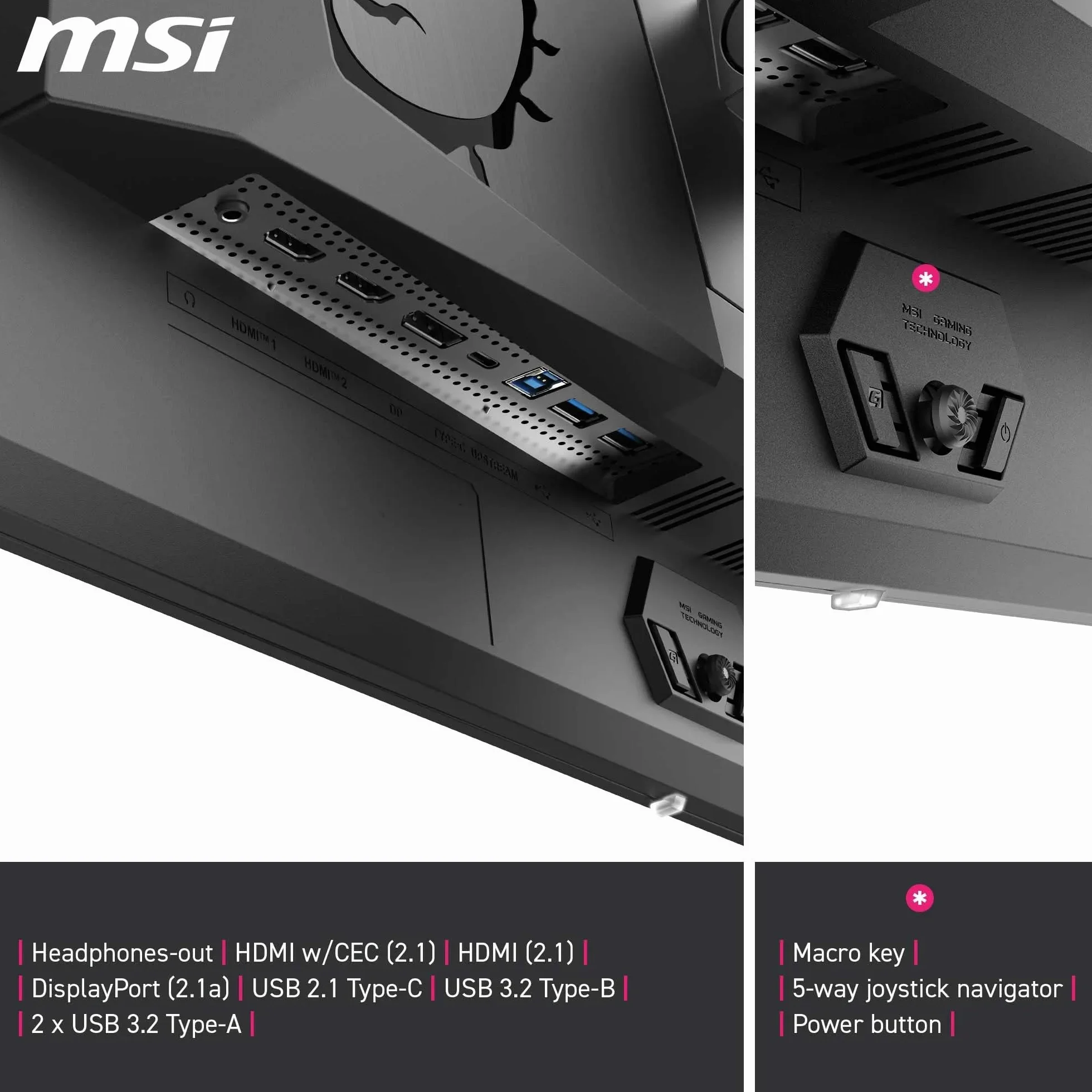 MSI, MPG 322URXDE QD-OLED, 32-calowy, 4K UHD, 3840 x 2160, monitor OLED, 240 Hz, 0,03 ms, DisplayHDR True Black 400, G-SYNC, kompatybilny z HDMI 2.1, DP 2.1a, USB C (98 W PD), regulacja wysokości