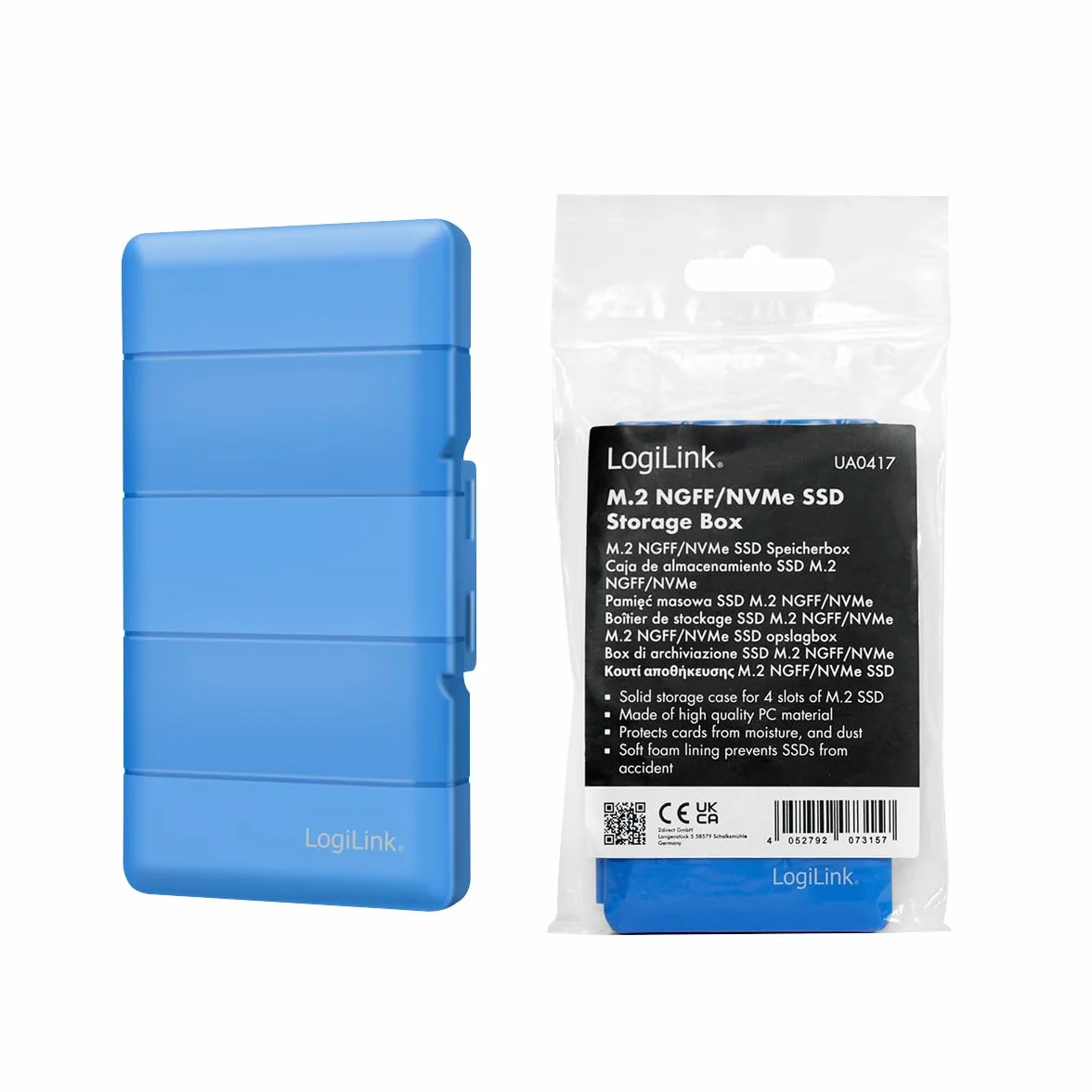 LogiLink UA0417 pudełko ochronne do dysków SSD M.2 NGFF/NVMe odporne na uderzenia z miękką wyściółką z pianki