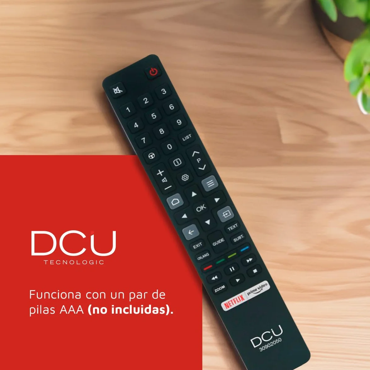 DCU Tecnologic | Pilot TV, Pilot do telewizorów TCL Zawiera przyciski do Netflix, Prime Video, kolor czarny