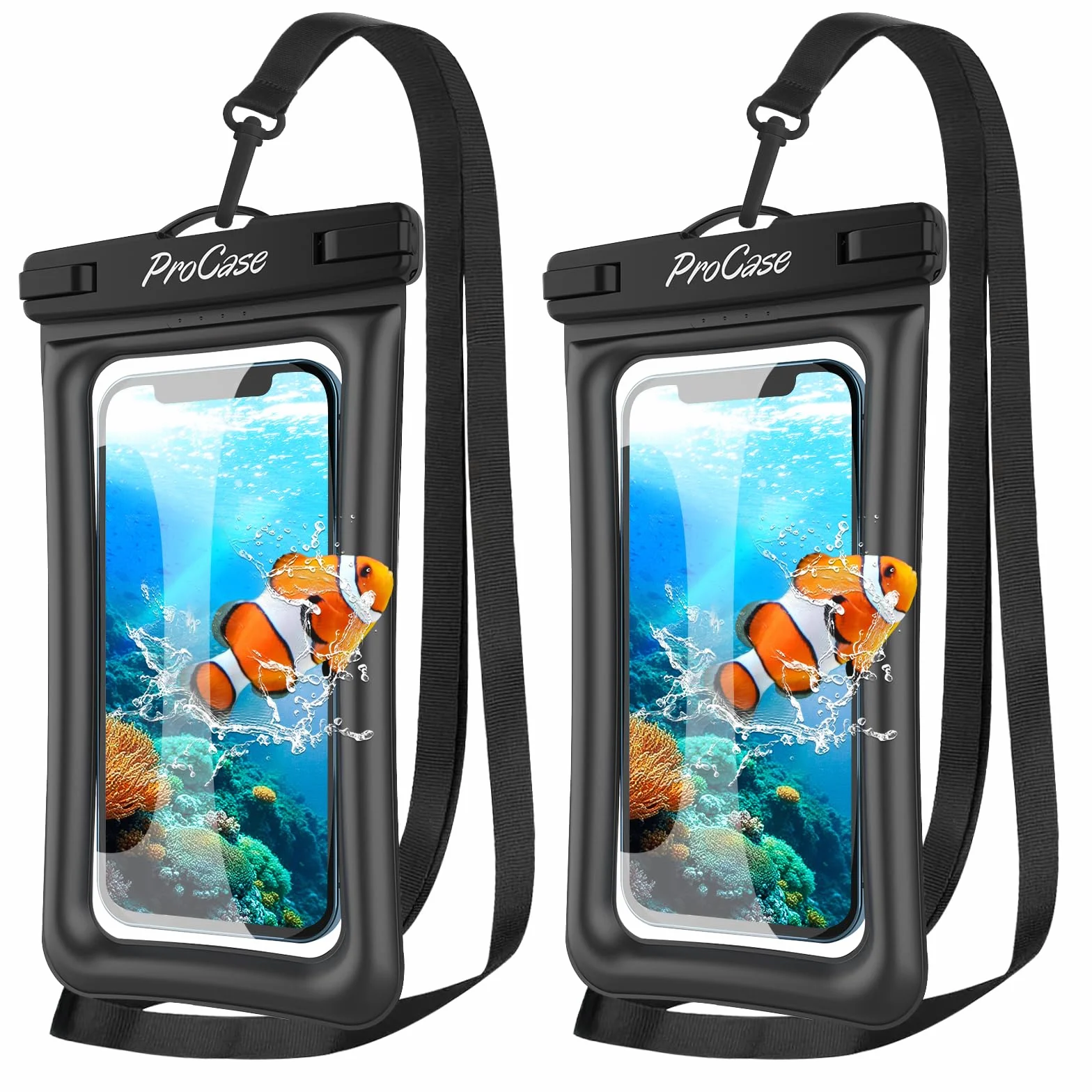 ProCase 2 sztuki pływających wodoszczelnych etui na telefon komórkowy, pływające wodoodporne etui na telefon komórkowy do iPhone 14 13 12 11 Pro Max/Galaxy A13 A53 S22 S21 i innych smartfonów – czarne