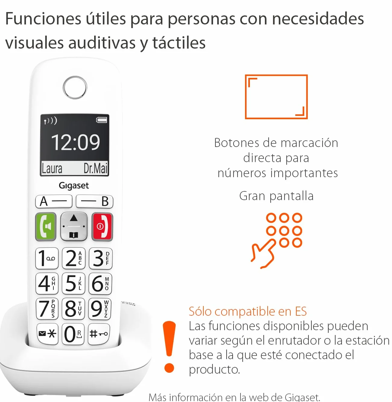 Telefon bezprzewodowy Dect Gigaset E290 Biały