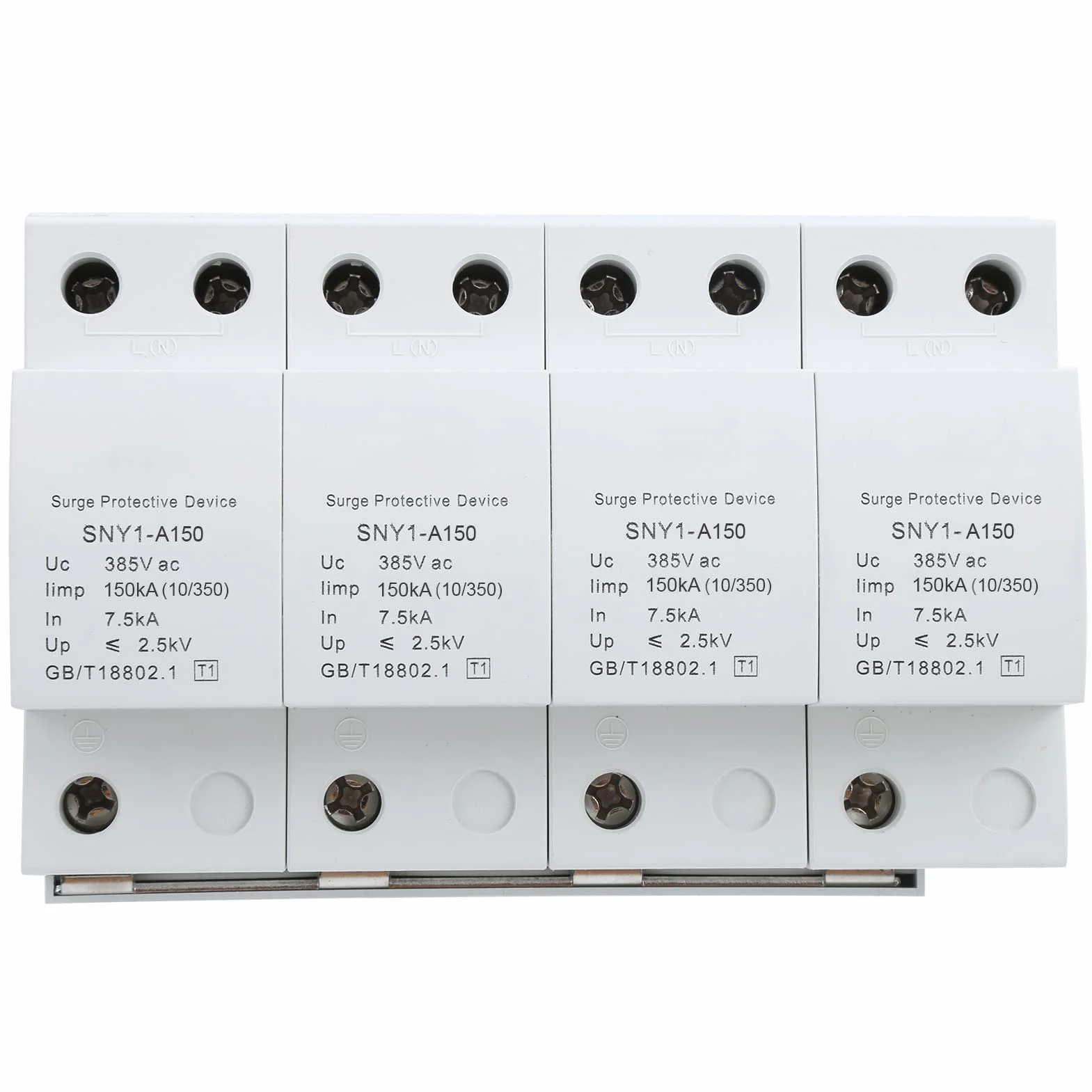 FTVOGUE Ochronnik Przeciwprzepięciowy 4P, Urządzenie Przeciwprzepięciowe 385VAC o Pojemności Wyładowczej 15KA, Poziom Ochrony ≤2,5kV, Reakcja <25ns, do Ochrony Obwodów Domowej Skrzynki Rozdzielczej