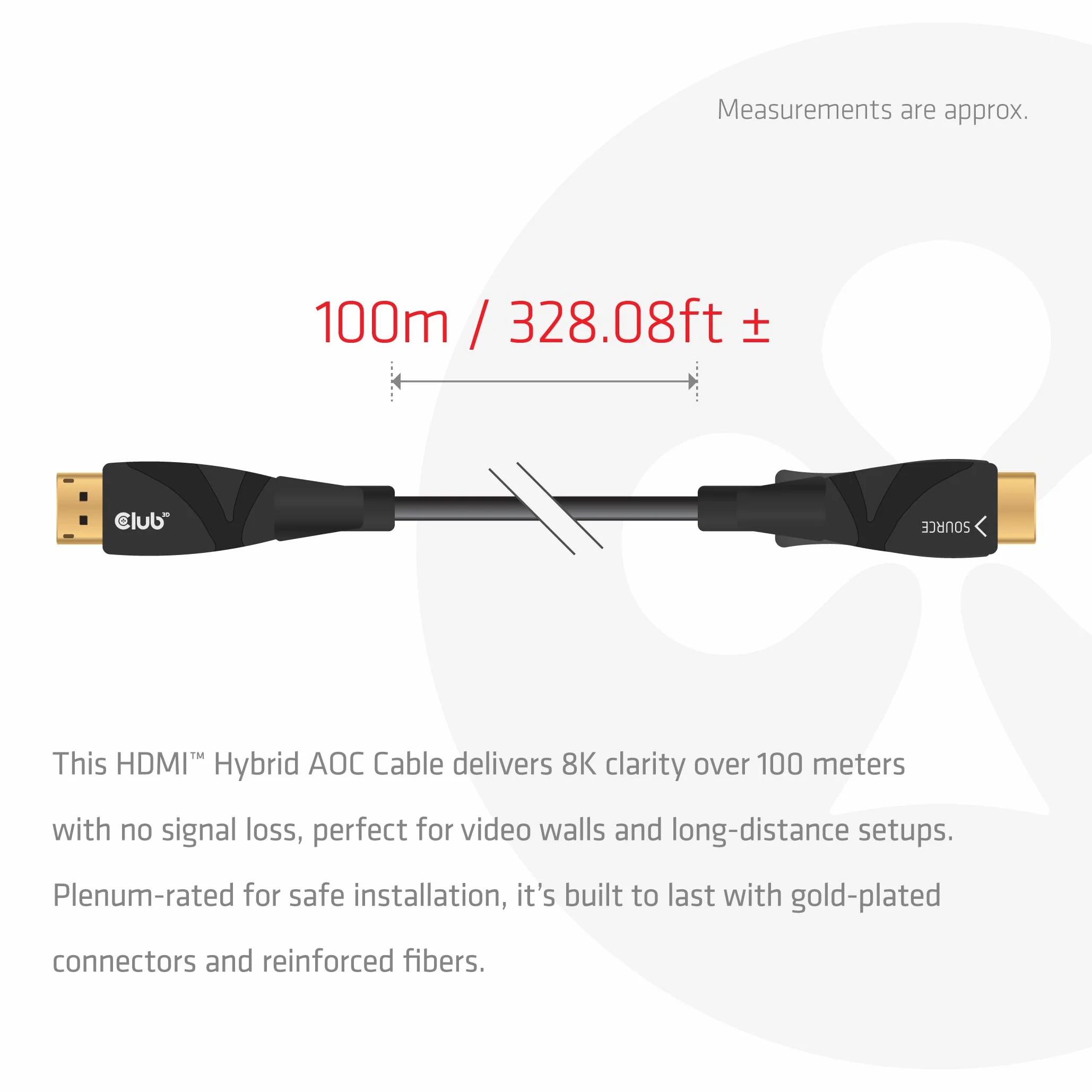 Club3D CAC-1394 HDMI Hybrid AOC kabel 8K60Hz/4K120Hz 100m
