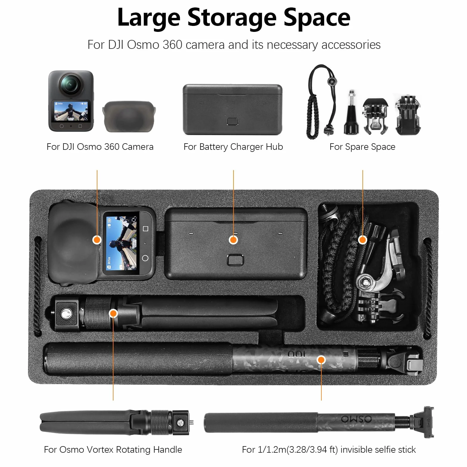 AMAZEAR Osmo 360 twarde etui, dwuwarstwowe, wodoszczelne, IP67, odporne na wstrząsy, do DJI Osmo 360 Adventure Combo, akcesoria, przenośny, kompaktowy, z paskiem na ramię, lekki