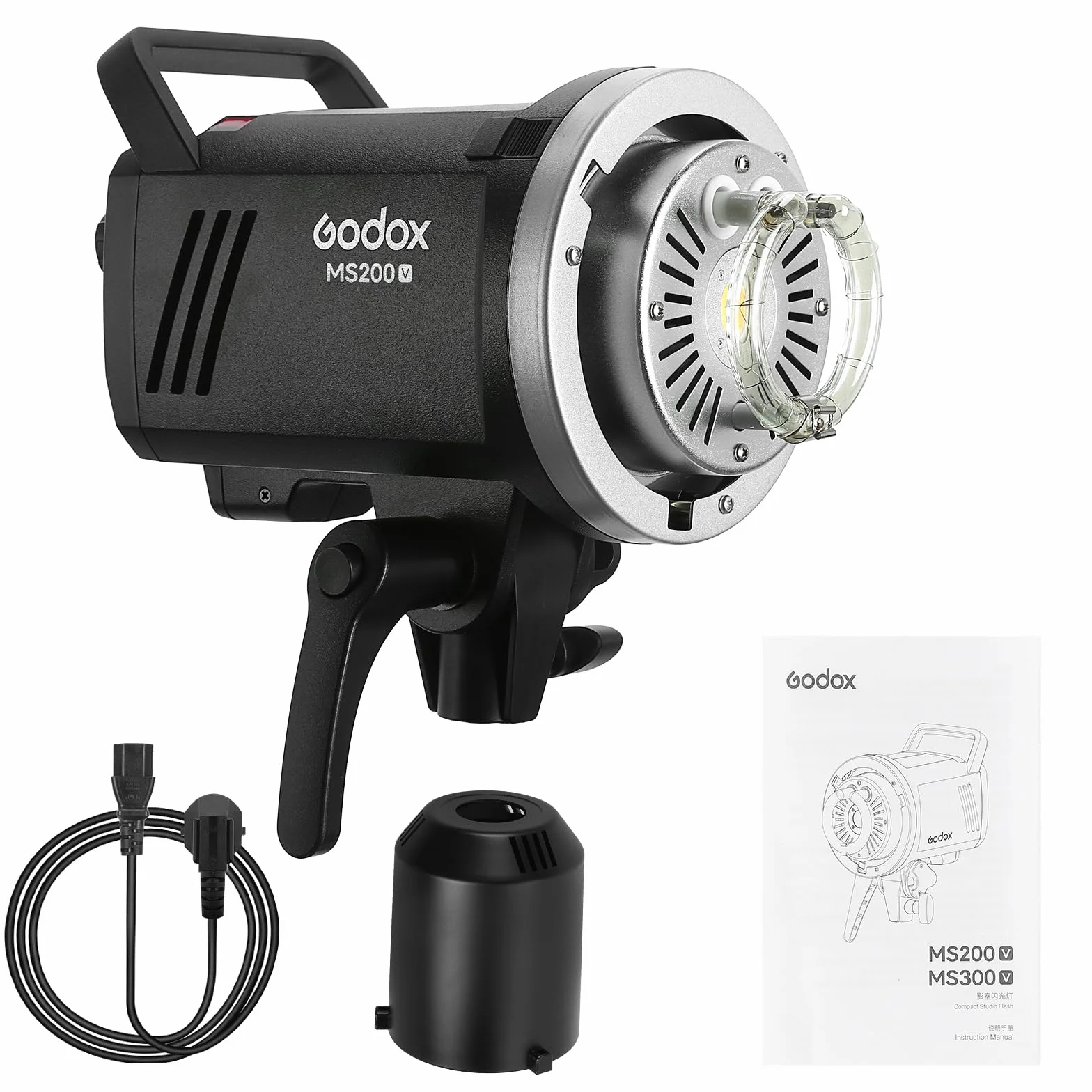 Godox MS200V lampa błyskowa studyjna z ulepszoną lampą modelującą LED, 200W GN53 Bowens Mount Monolight, lekka i przenośna, 2,4G Wireless X System Studio Strobe do fotografii portretowej w studio