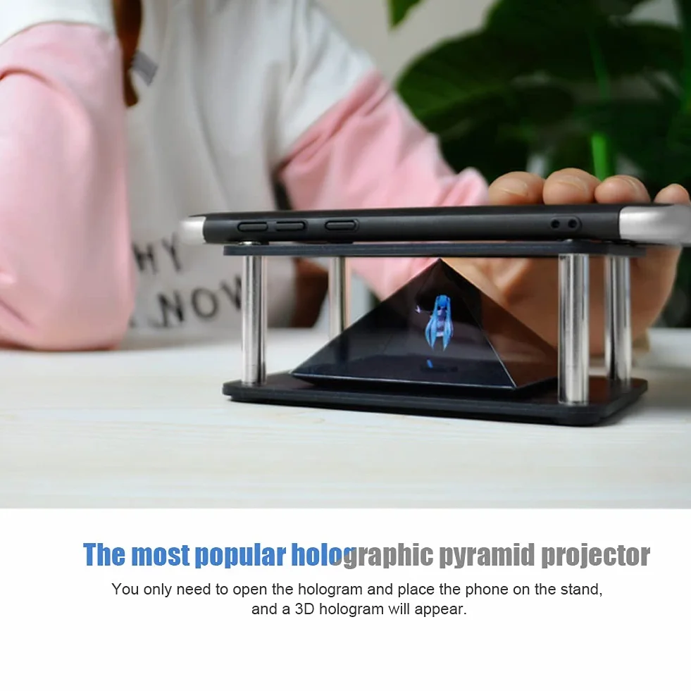 Yosoo Health Gear hologram projektor holograficzny 3D, uchwyt do smartfonów 3,5-6", styl cylindryczny