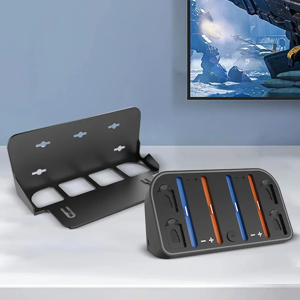 Ścienna stacja ładująca do Switch2 z oświetleniem RGB, możliwość personalizacji, uchwyt na 4 kontrolery i 4 karty