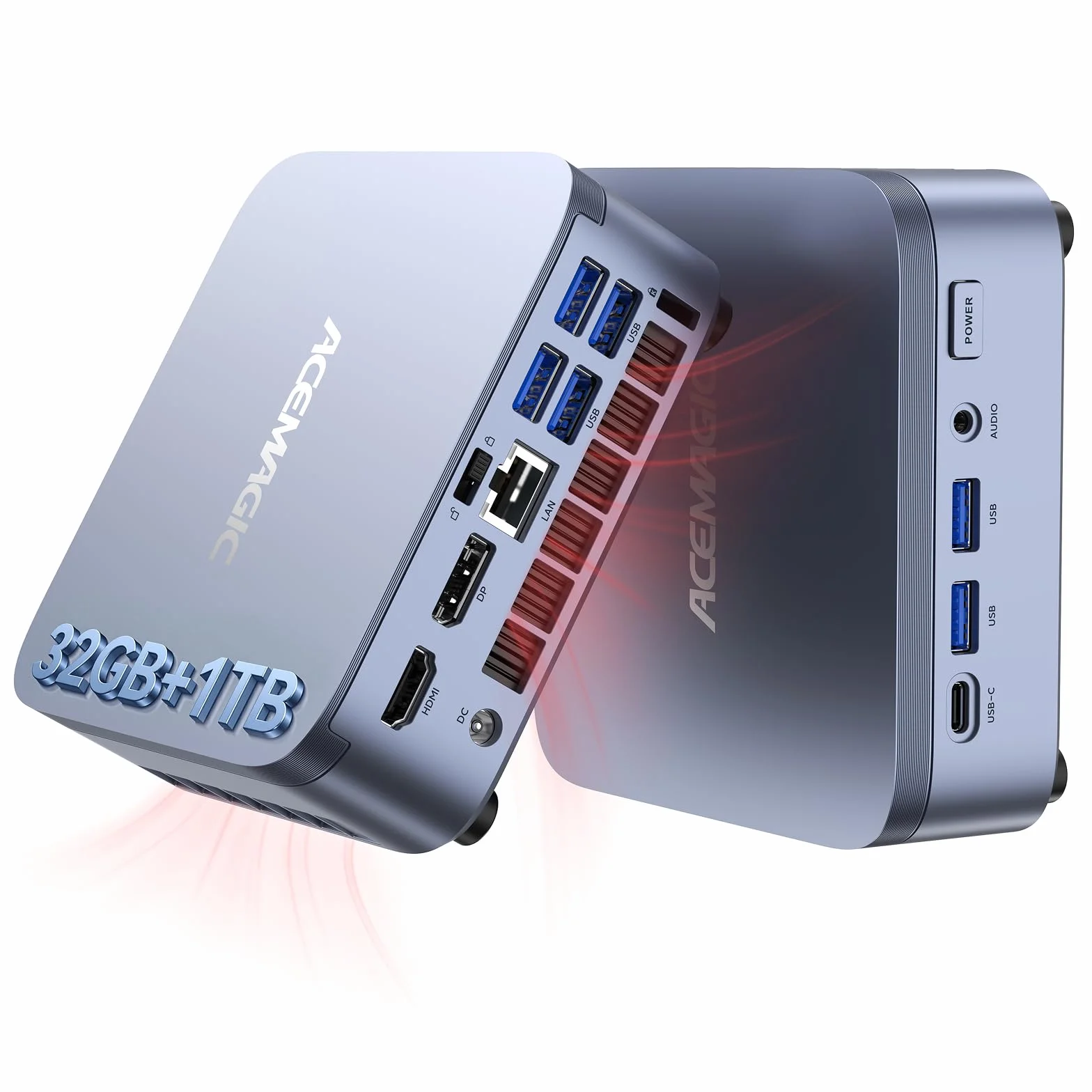 ACEMAGIC M5 Mini PC Windows 11 Pro, Intel Core 14450HX 32 GB DDR4 1 TB SSD mini komputery (Beat i9-11900H/R9 6900HX), NVMe PCIe4.0/USB3.2/Type-C/BT5.2/WiFi6/do biura biznesowego domowego komputera