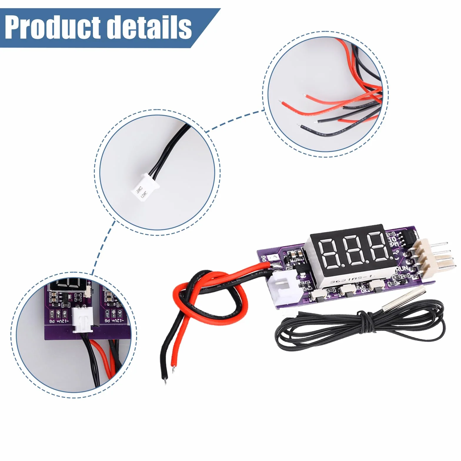 PWM Fan Speed Control Module, DC 12V 3A 4-przewodowy regulator wentylatora z dwiema sondami, moduł kontroli prędkości wentylatora, kontroler PWM, automatyczny czujnik NTC do wentylatora 3000
