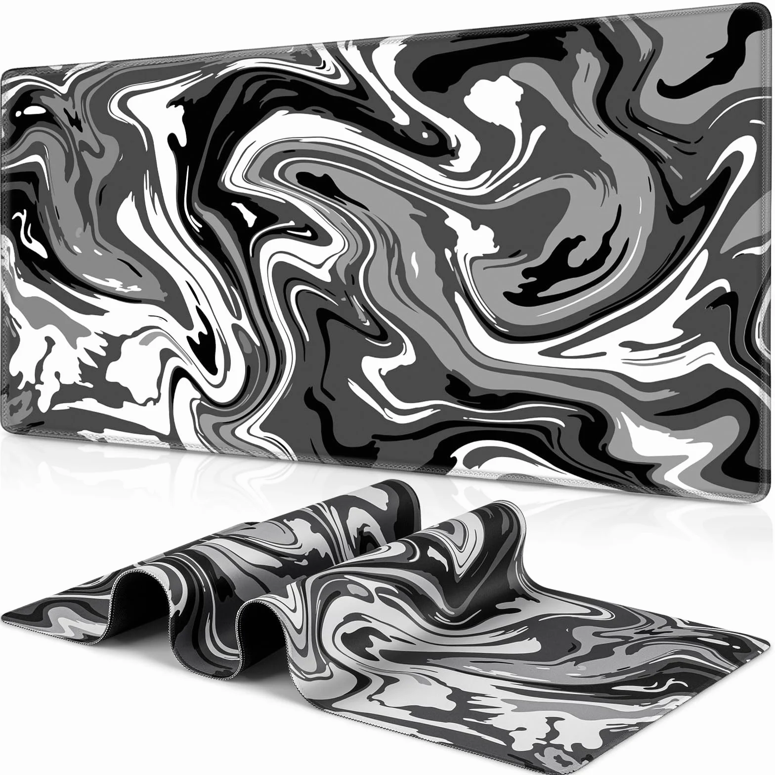 duża podkładka pod mysz do gier XXL, 900x400 mm podkładka pod mysz antypoślizgowa, podkładka pod mysz z obszytymi krawędziami, na PC, MacBook, laptop Poprawia precyzję i szybkość,szary
