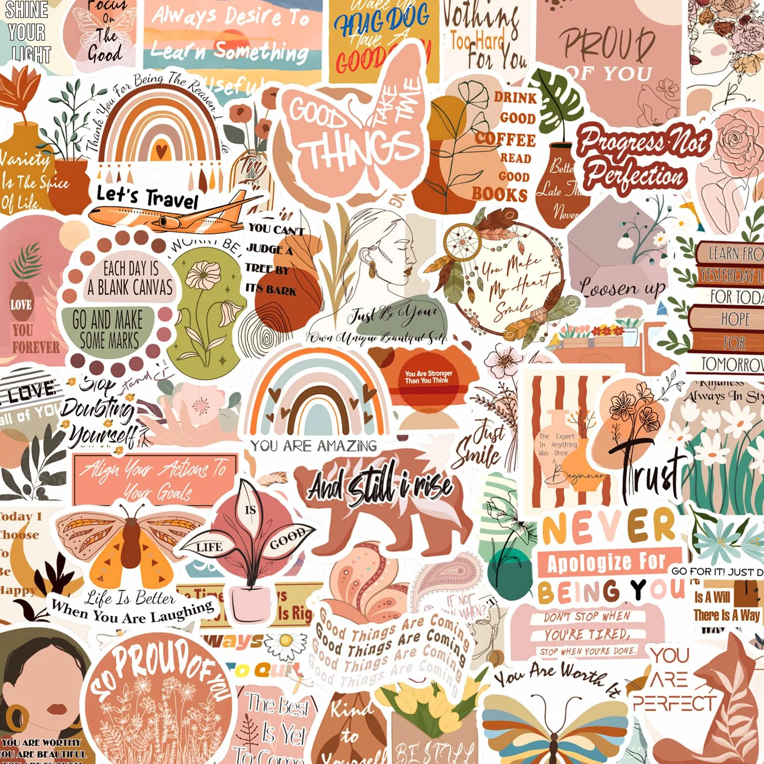 Inspirujące naklejki w stylu vintage, na butelki z wodą, motywacyjne naklejki boho dla dorosłych, nastolatków, dzieci, winylowe, wodoodporne, estetyczne naklejki na laptopa, telefon, do scrapbookingu,