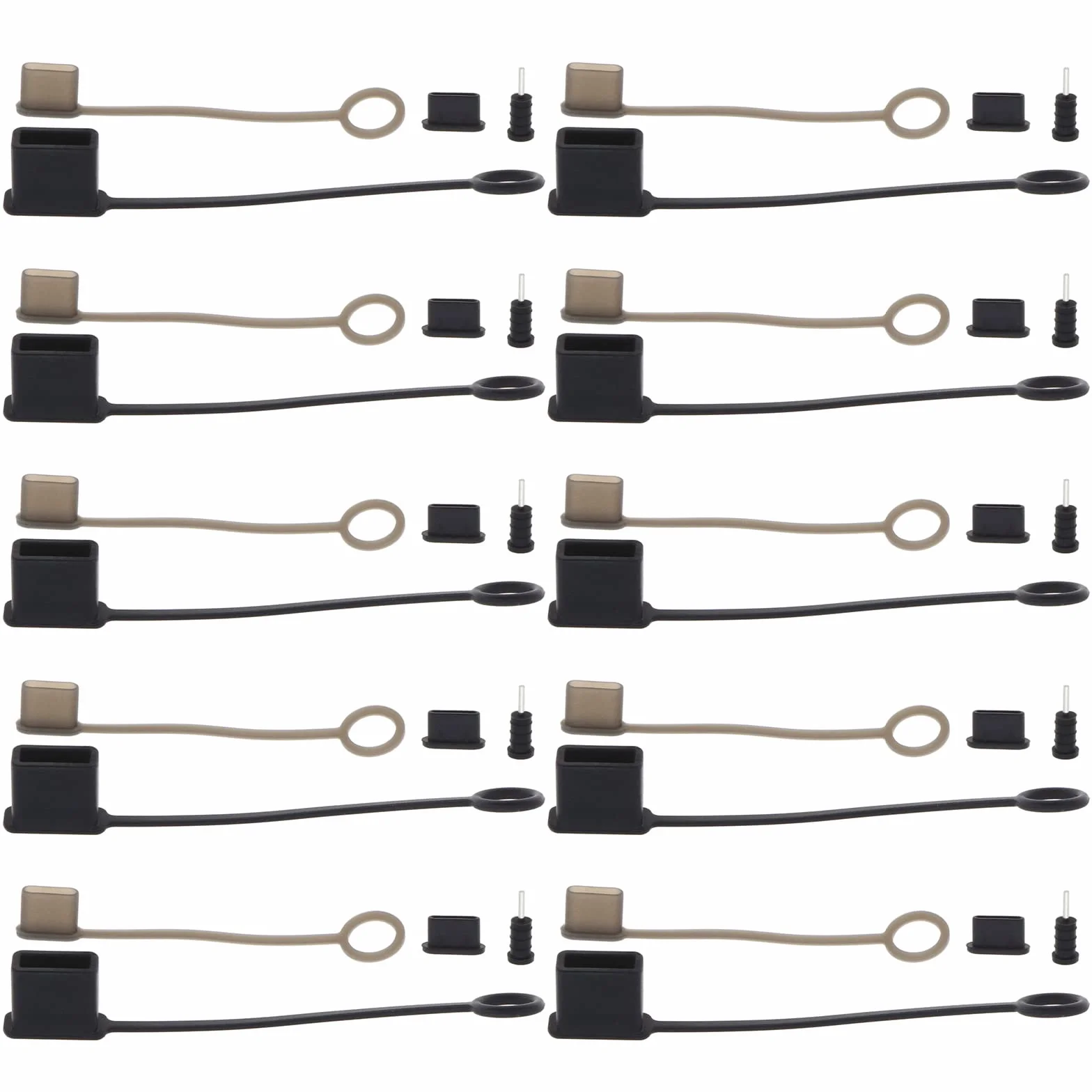 OTOTEC Zestaw 10 osłon wtykowych portów USB, osłona kabla USB C, osłona ochronna portu USB + zatyczki przeciwpyłowe USB C + ochraniacze przeciwpyłowe do gniazda słuchawkowego 3,5 mm, gumowe