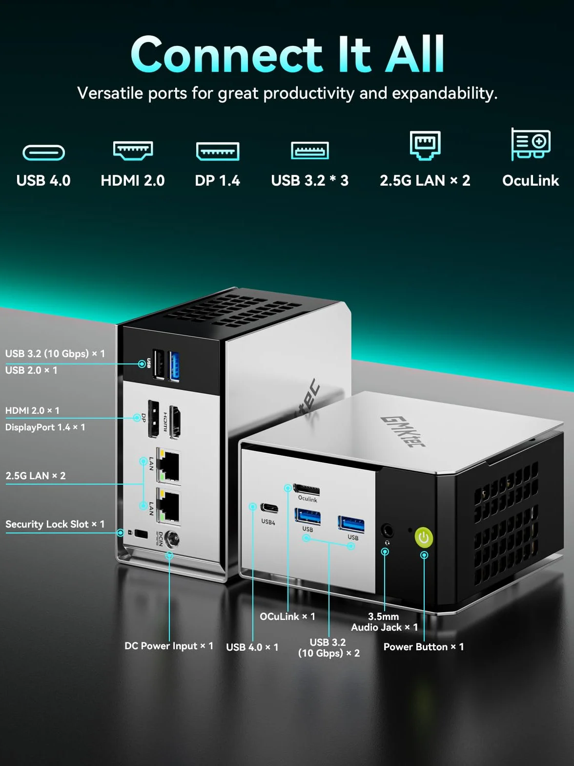 GMKtec Mini PC, M8 Desktop Computer AMD Ryzen 5 PRO 6650H (6C/12T 4.50Ghz) Dual NIC LAN 2.5GbE, 16GB LPDDR5 RAM + 512GB Hard Drive PCle SSD, Oculink, USB4, HDMI, USB-C