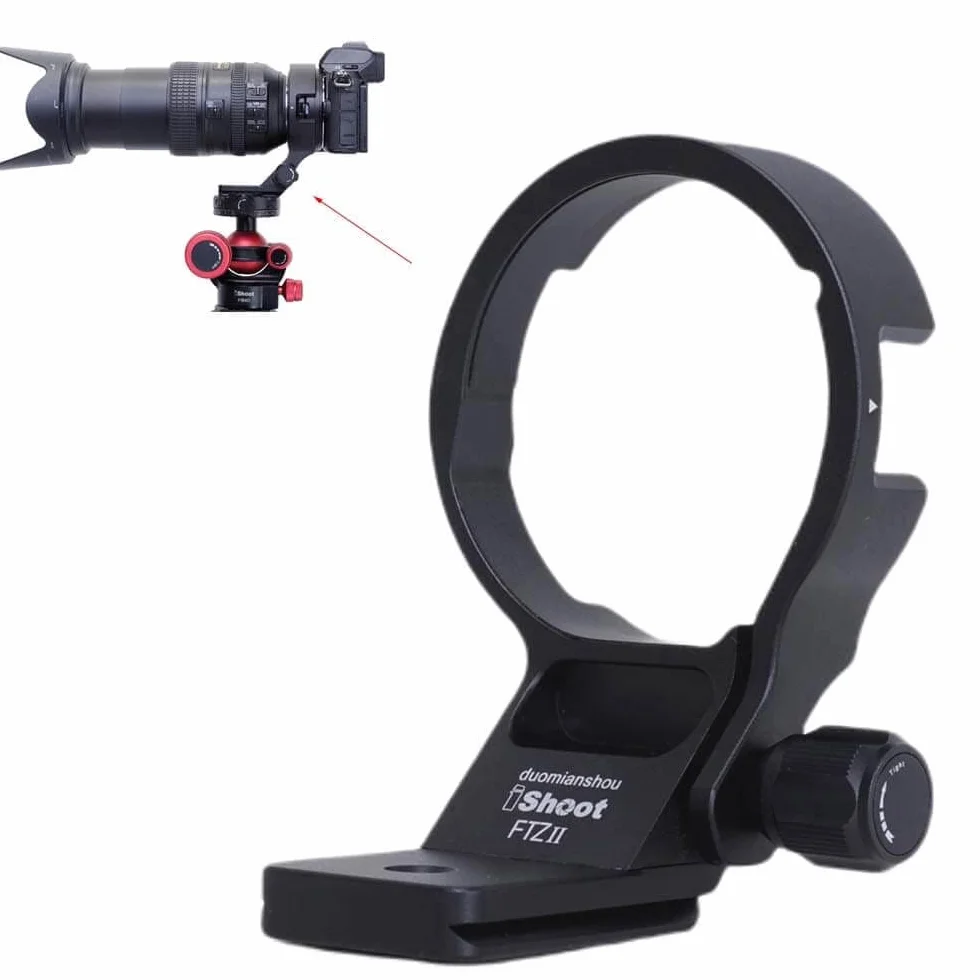 iShoot CNC obiektyw kołnierz pierścień do montażu na statywie kompatybilny z konwerterem bagnetowym Nikon FTZII, uchwyt wspornika obiektywu dno jest Arca-Swiss Fit Quick Release Plate jaskółczy ogon